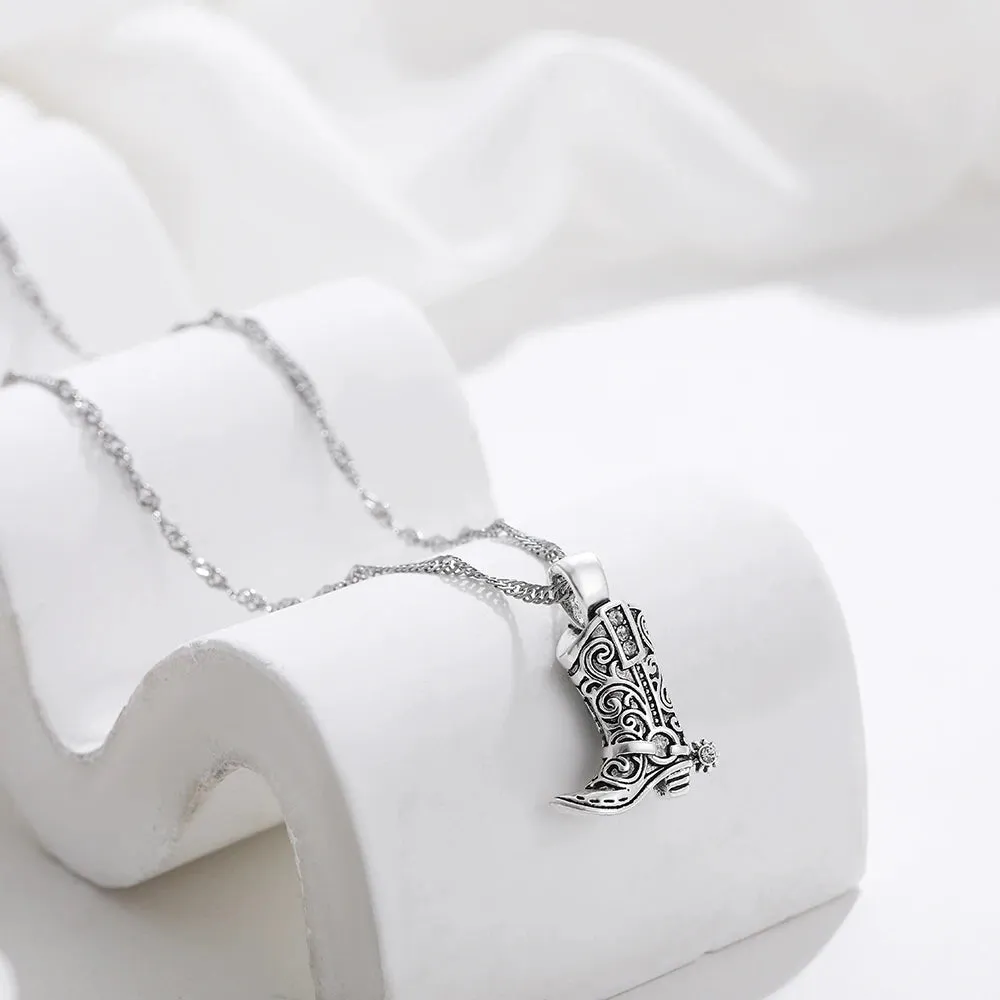 Rhinestone Country Boot Necklace