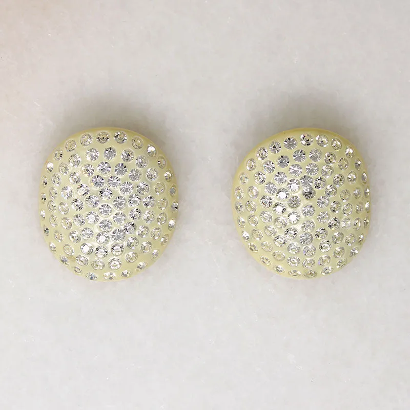 Rhinestone Paved Celluloid Clamper Bracelet & Earrings