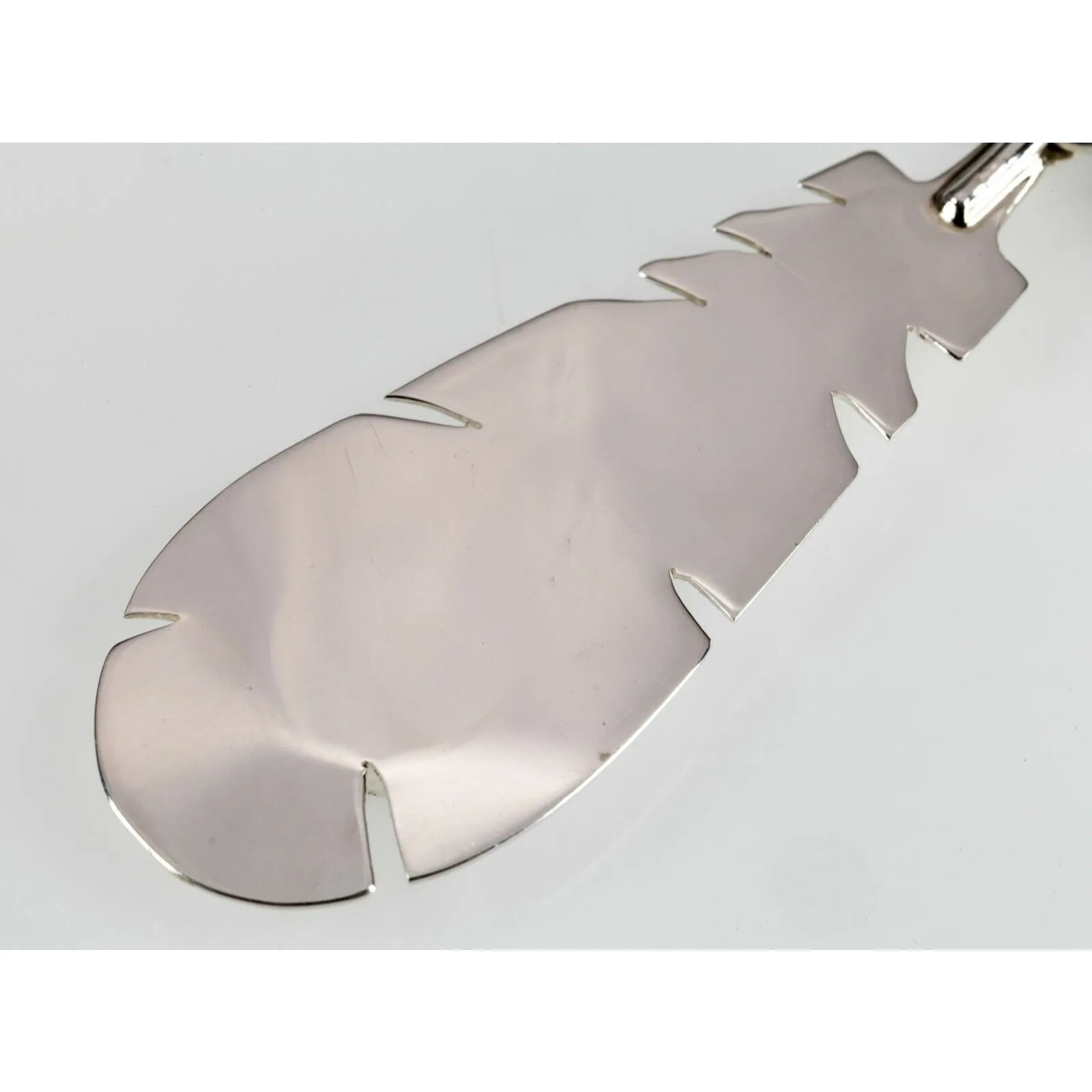 Rick & Lucy Vacit zuni Sterling & gemstone inlay Feather pendant 6"