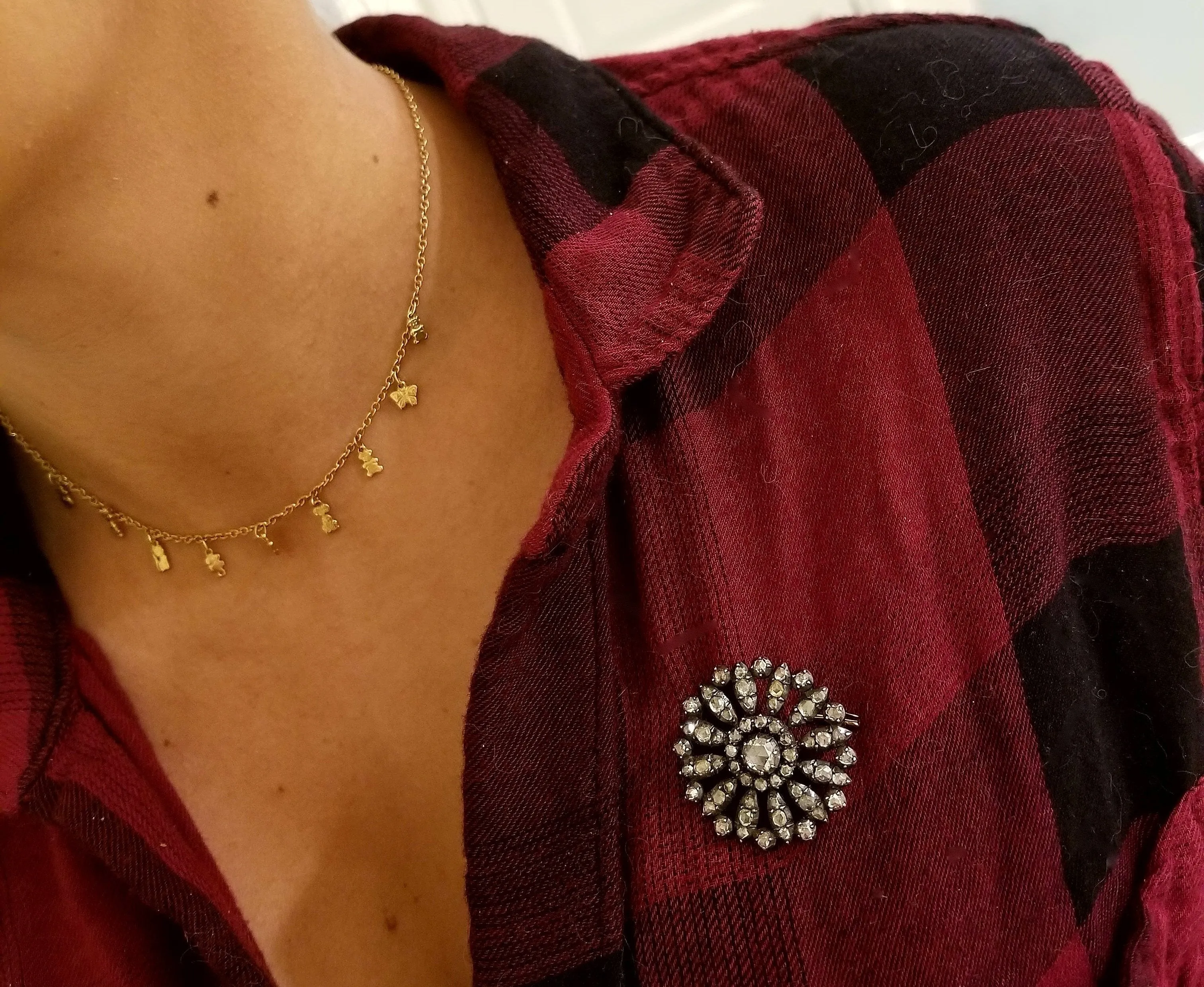 ROSE CUT DIAMOND BROOCH