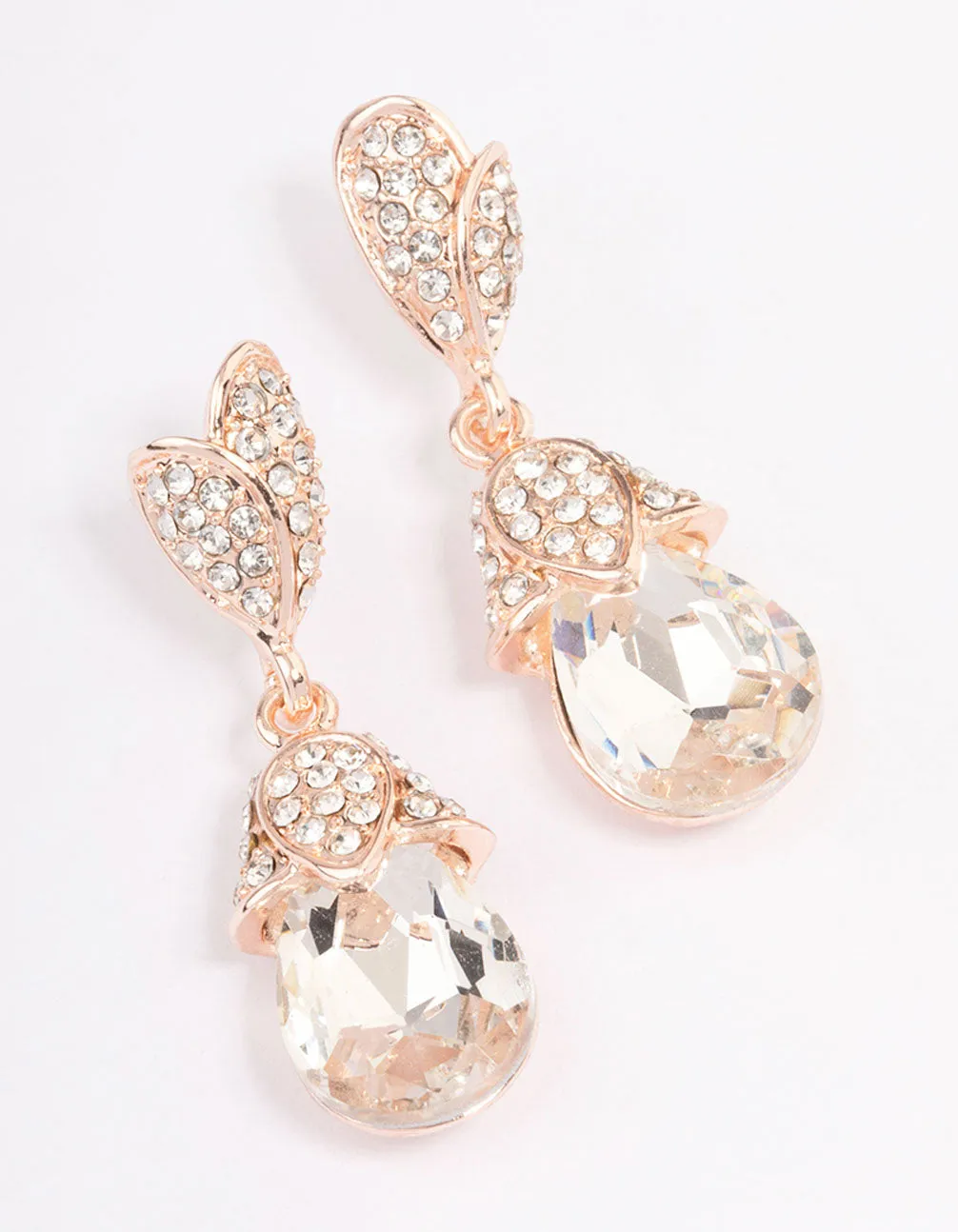 Rose Gold Diamante Drop Earrings
