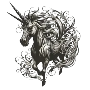 Running Unicorn Fantasy Horse AI Created Transparent Background High Res - Digital Download Canvas Print Junk Journal Cottage Core DIY Craft