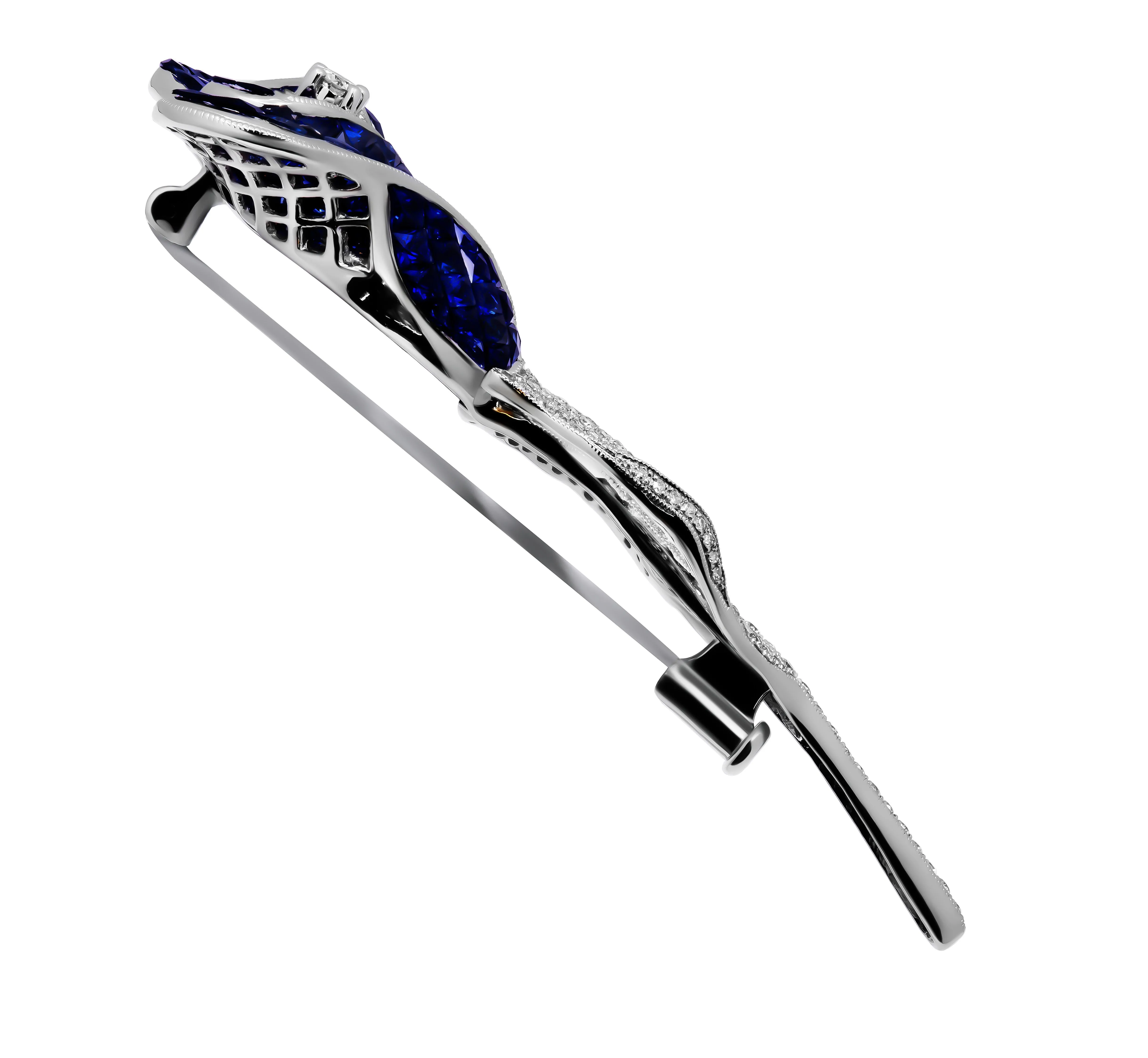Sapphire & Diamond Rose Brooche
