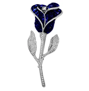 Sapphire & Diamond Rose Brooche