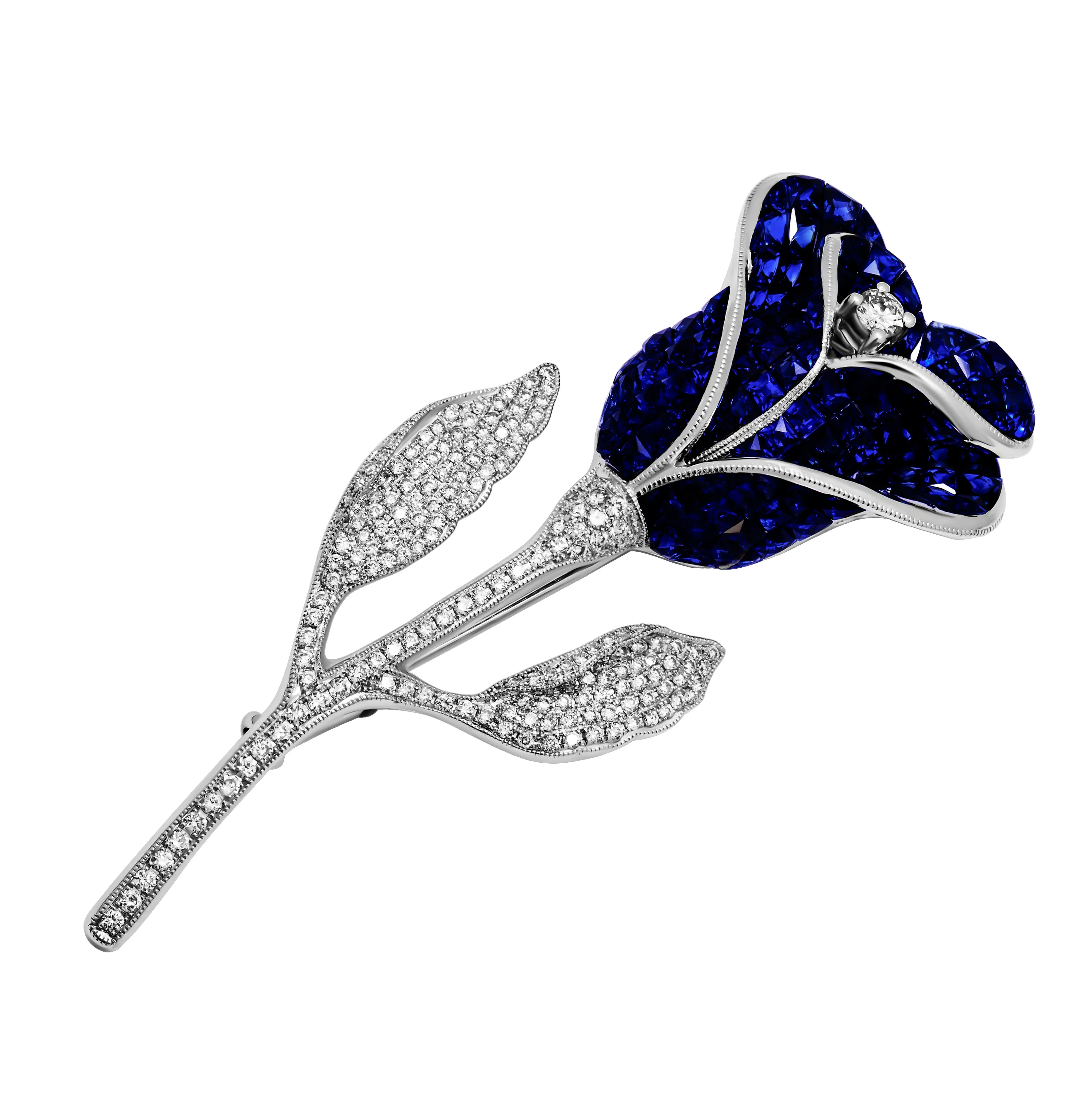 Sapphire & Diamond Rose Brooche