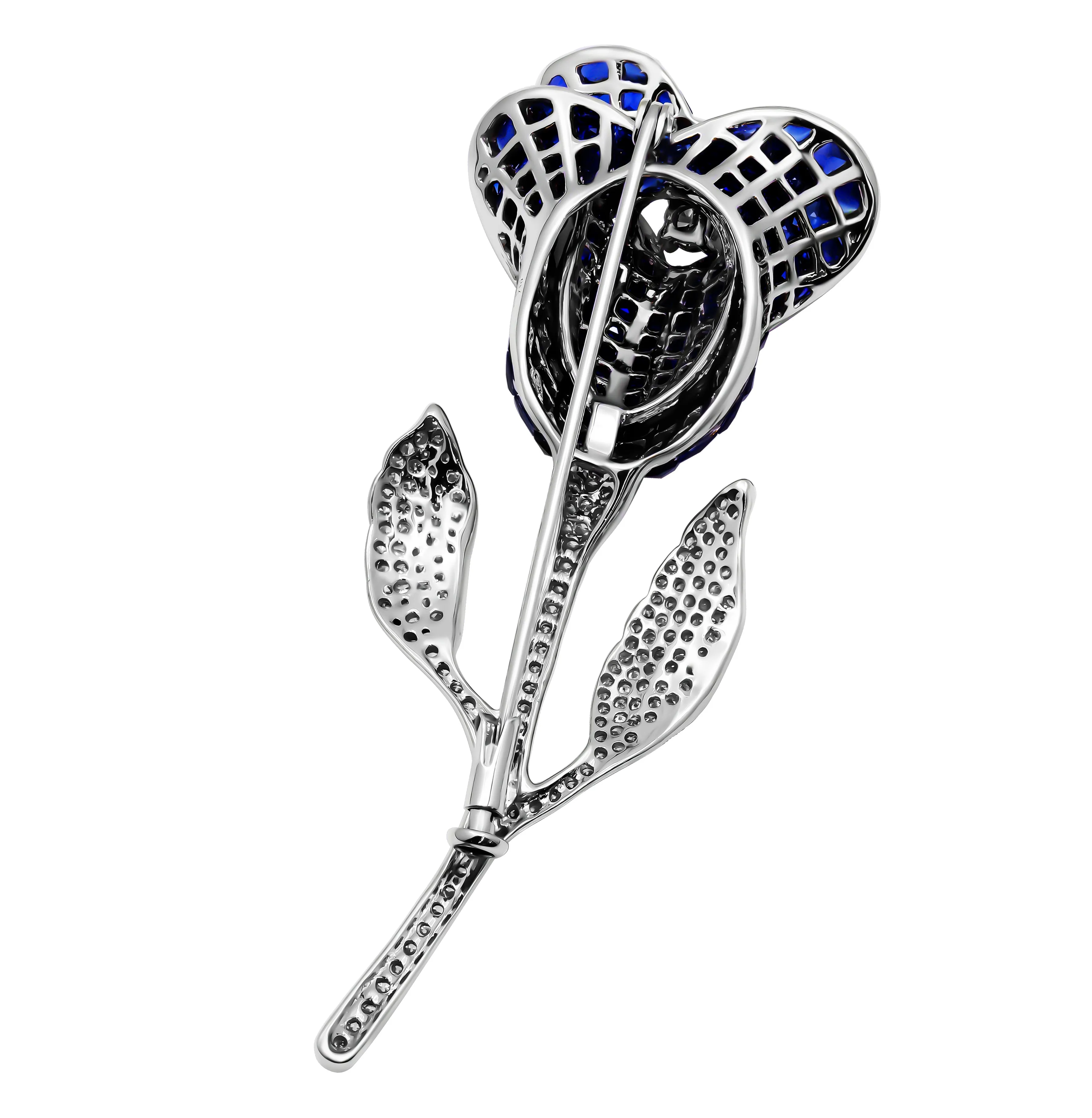 Sapphire & Diamond Rose Brooche