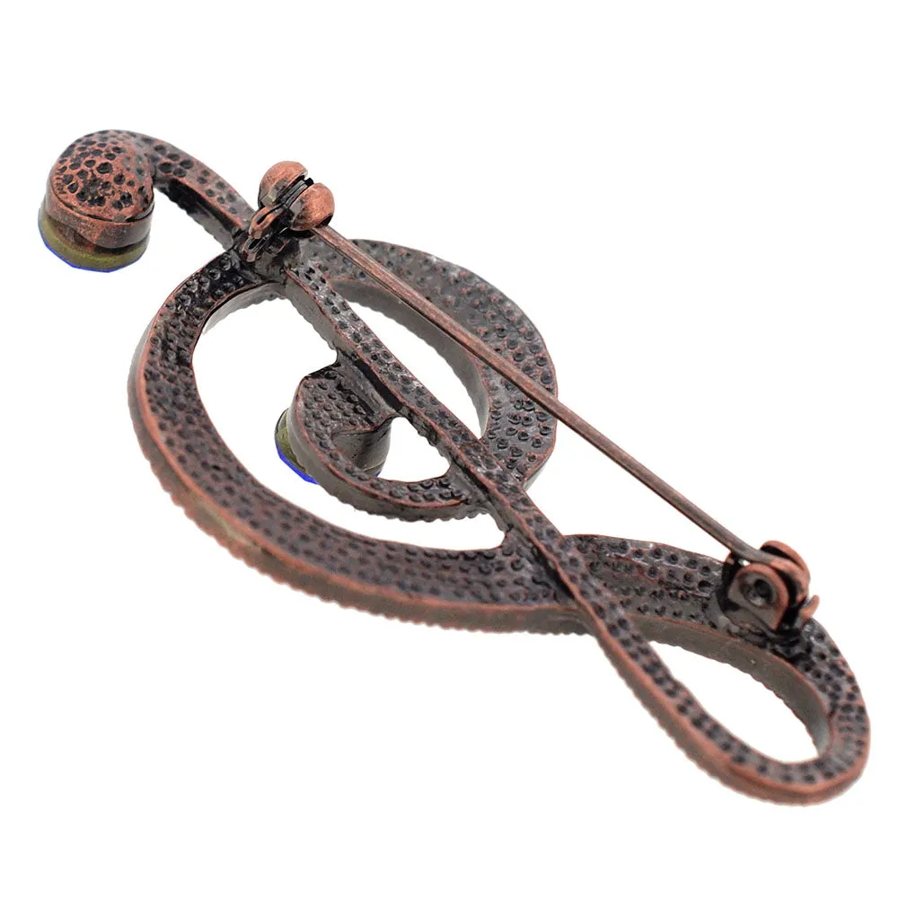 Sapphire Blue Spiral Music Note Pin Brooch