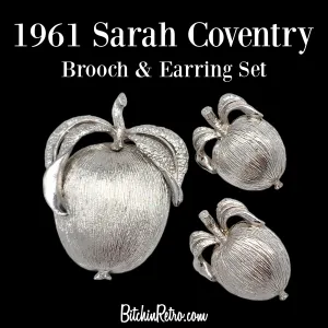 Sarah Coventry 1961 "Adam's Delight" Apple Brooch and Earring Set