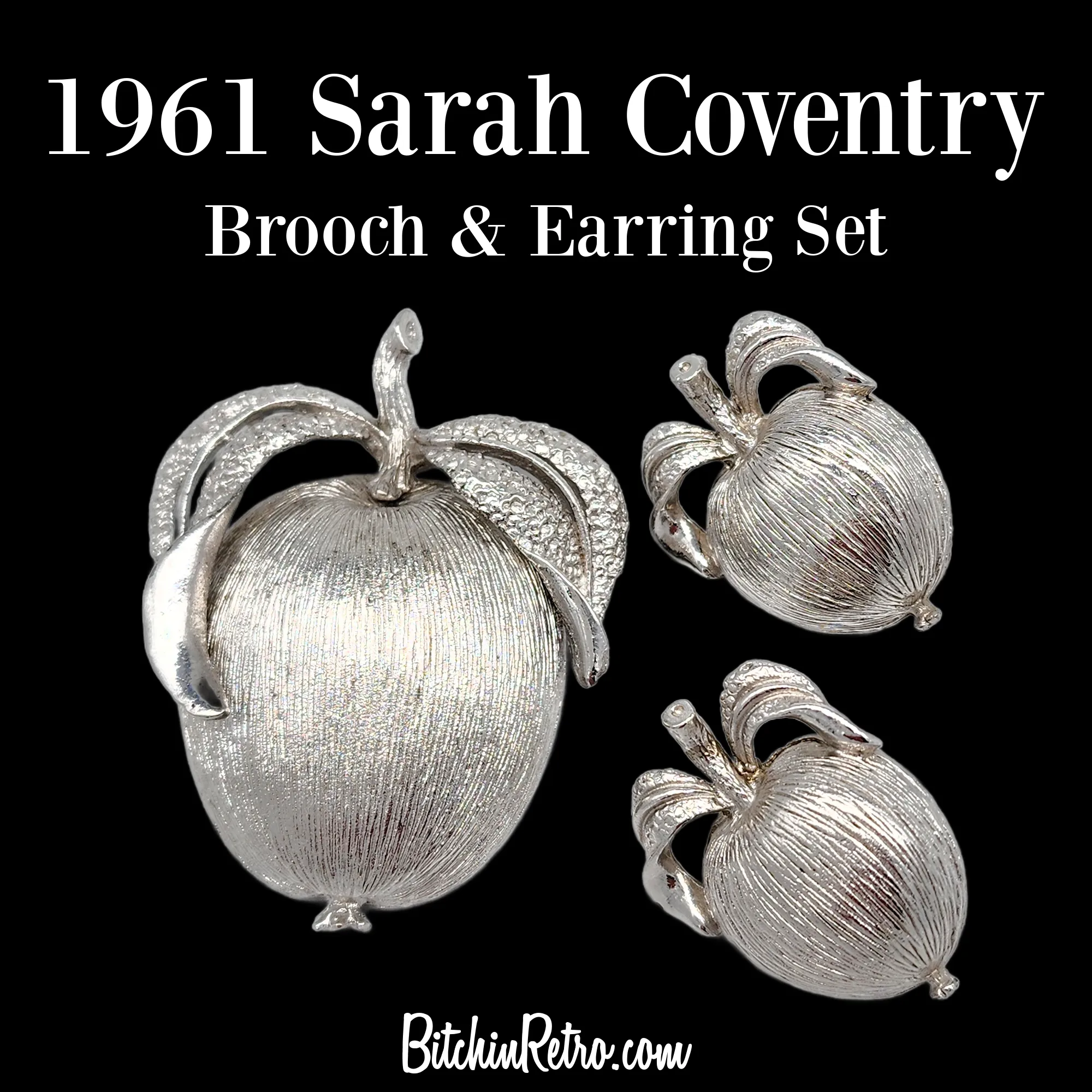 Sarah Coventry 1961 "Adam's Delight" Apple Brooch and Earring Set