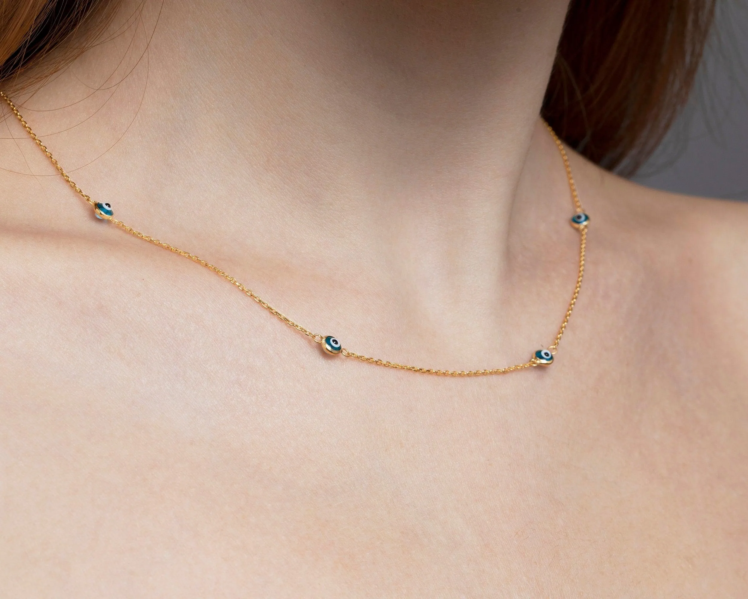 Satellite Evil Eye Necklace Chain - 18K Gold Vermeil