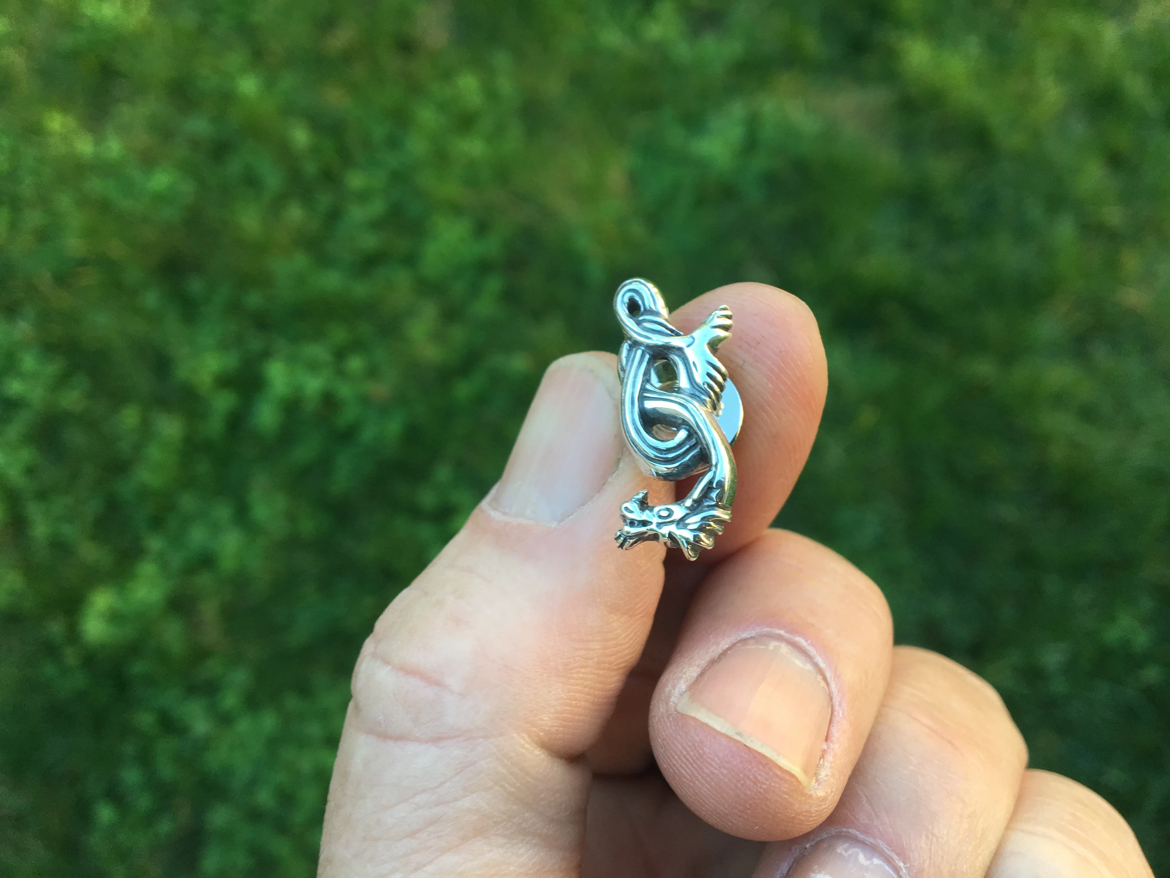 Sea Serpent Lapel Pin or Sea Serpent Brooch Sterling Silver