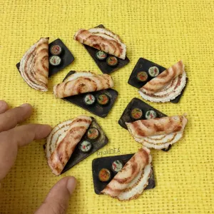 Semi Rolled Dosa South Indian Miniature  Food Fridge Magnet