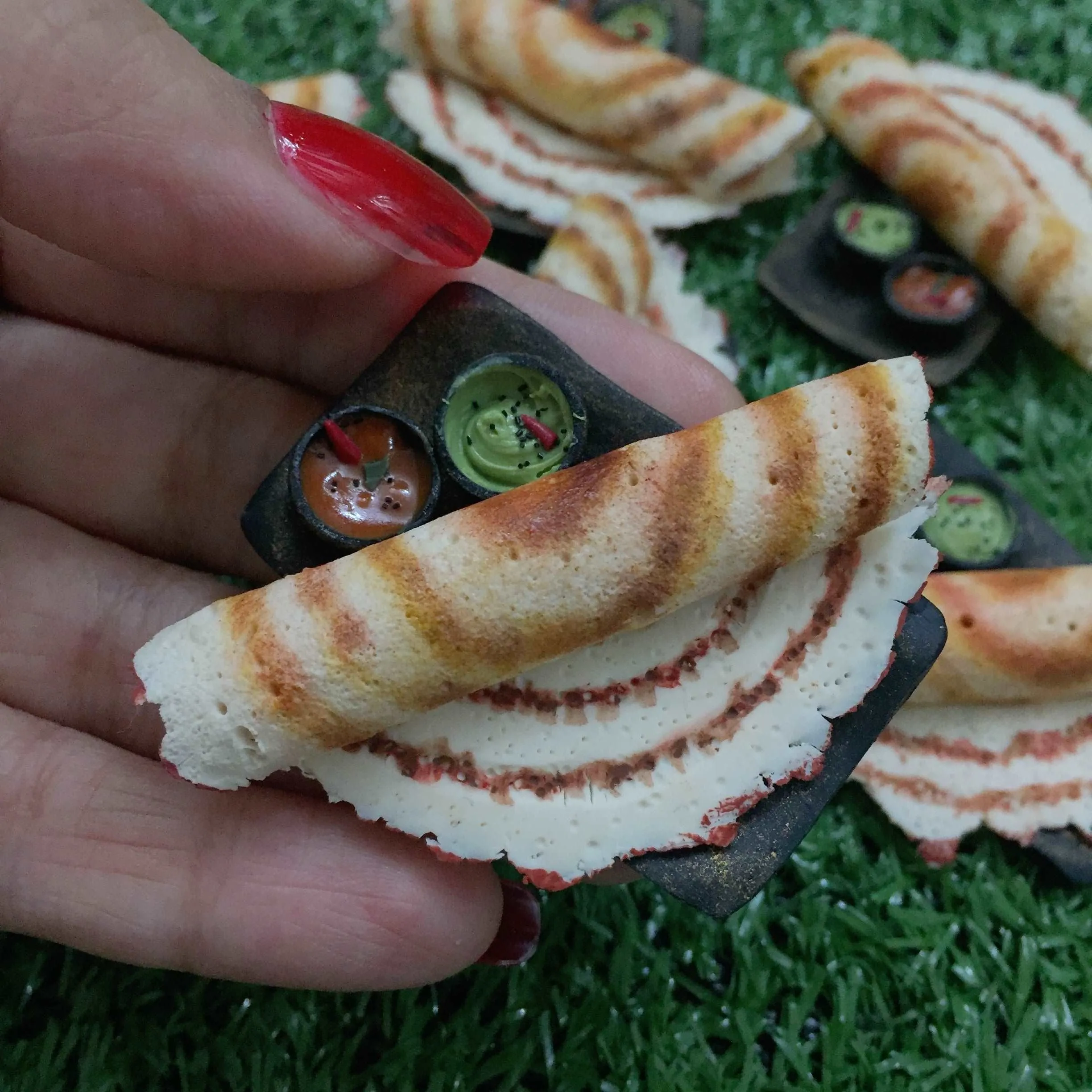 Semi Rolled Dosa South Indian Miniature  Food Fridge Magnet