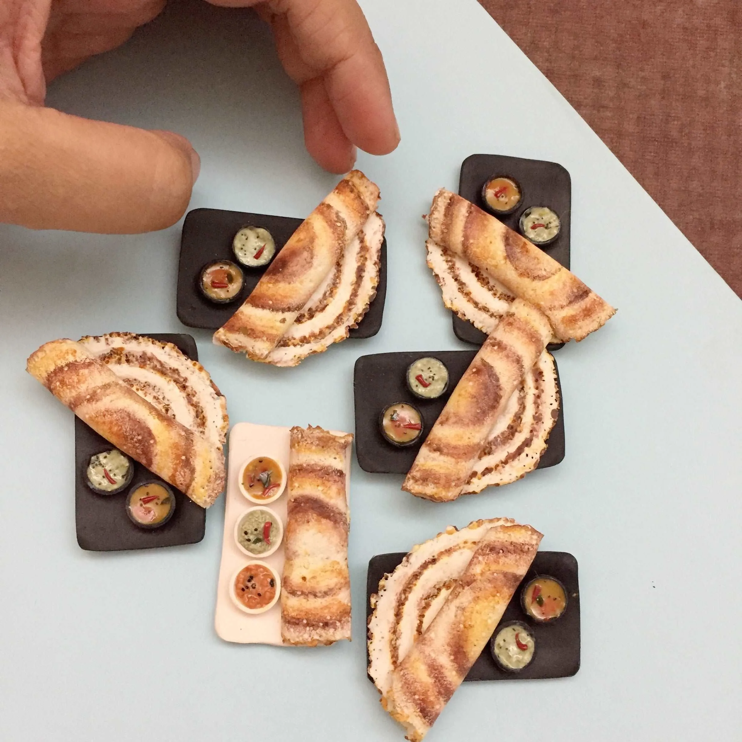 Semi Rolled Dosa South Indian Miniature  Food Fridge Magnet