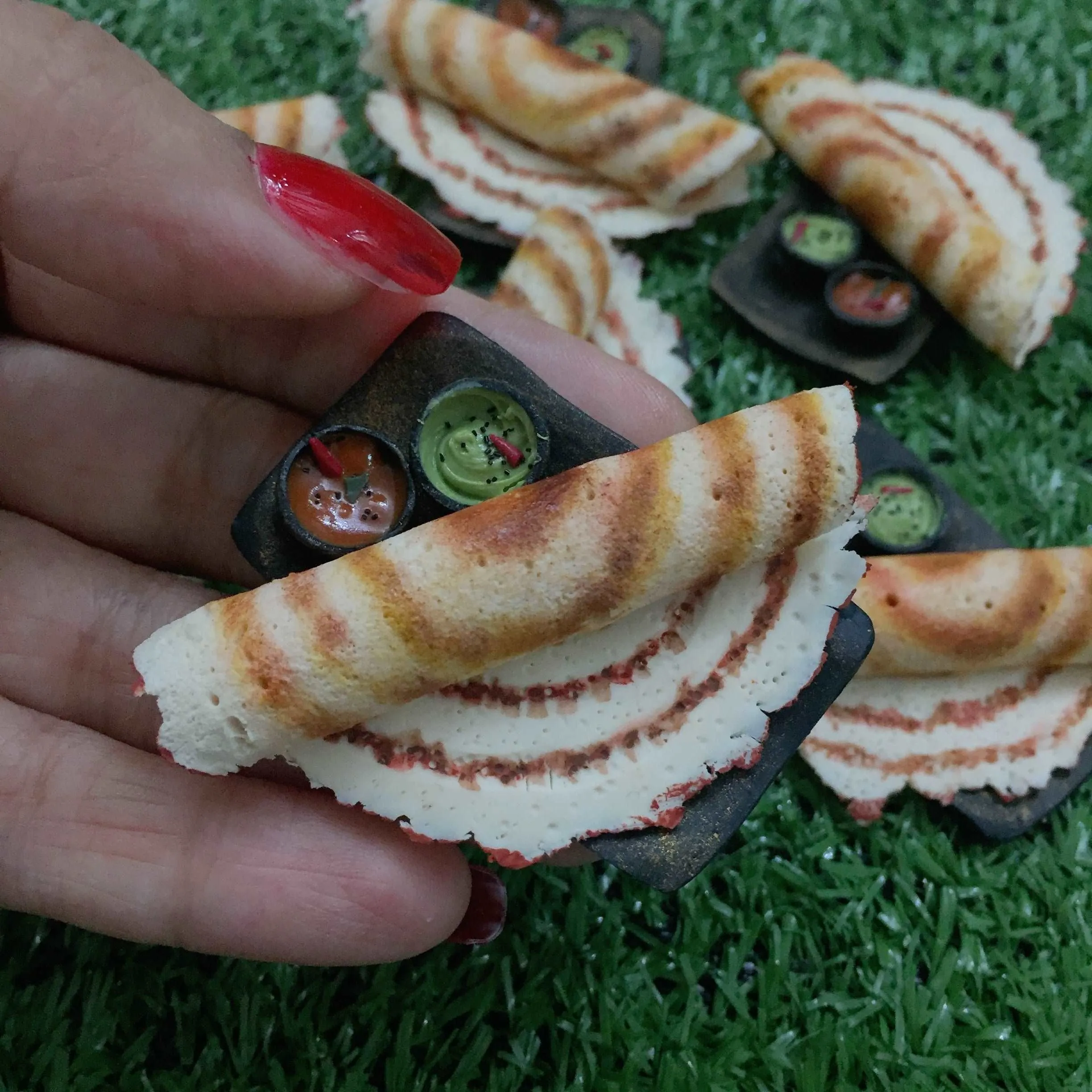 Semi Rolled Dosa South Indian Miniature  Food Fridge Magnet