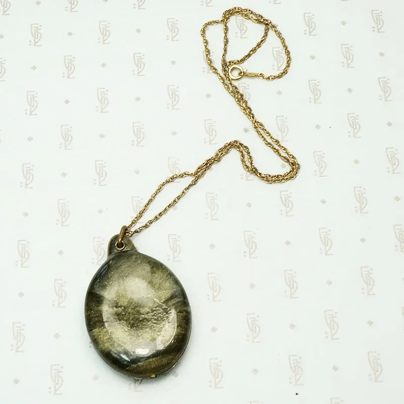 Shimmering Green Celluloid Sliding Locket