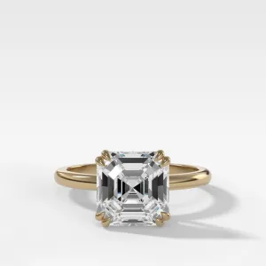 Signature Cathedral Solitaire Engagement Ring With Asscher Cut Diamond