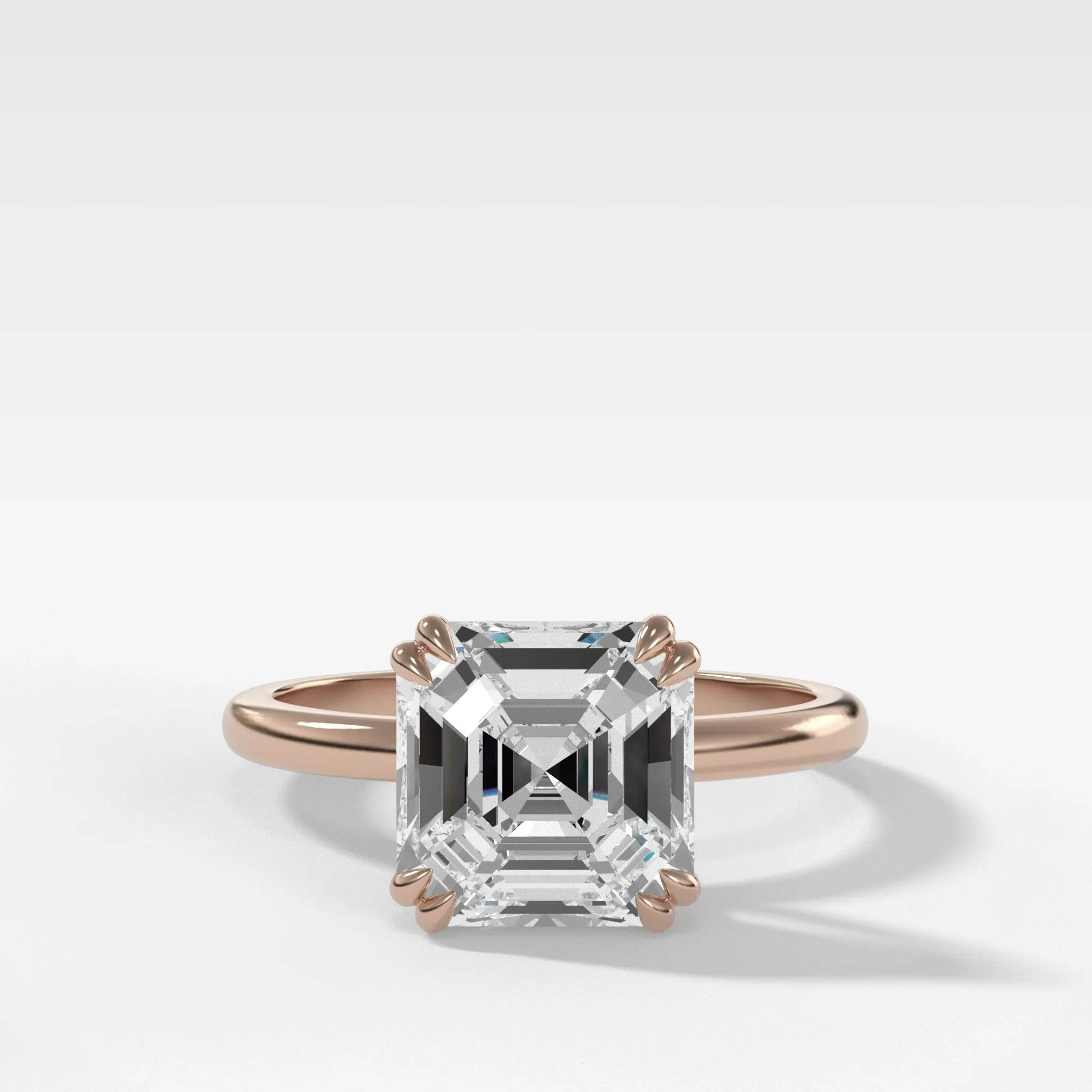 Signature Cathedral Solitaire Engagement Ring With Asscher Cut Diamond