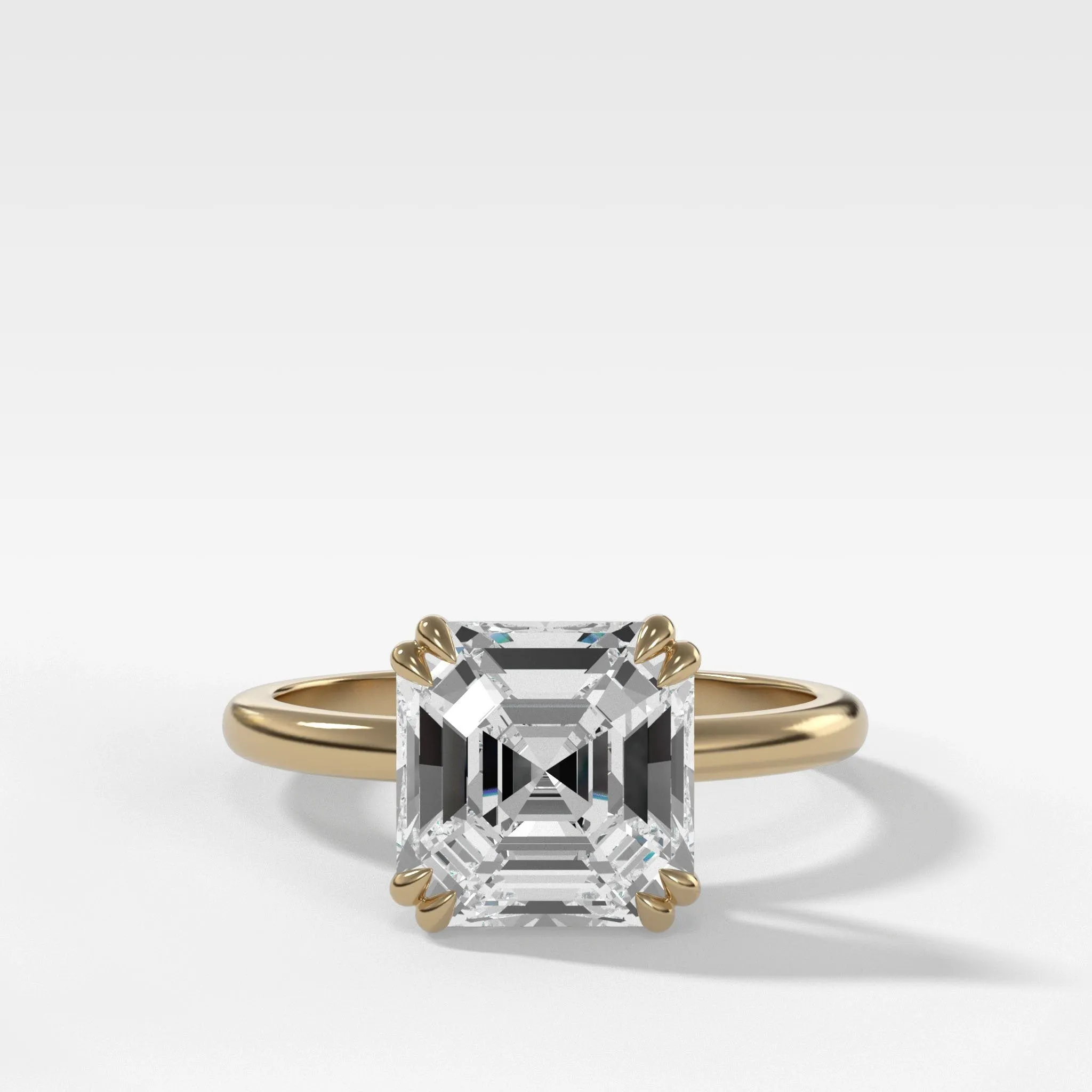 Signature Cathedral Solitaire Engagement Ring With Asscher Cut Diamond