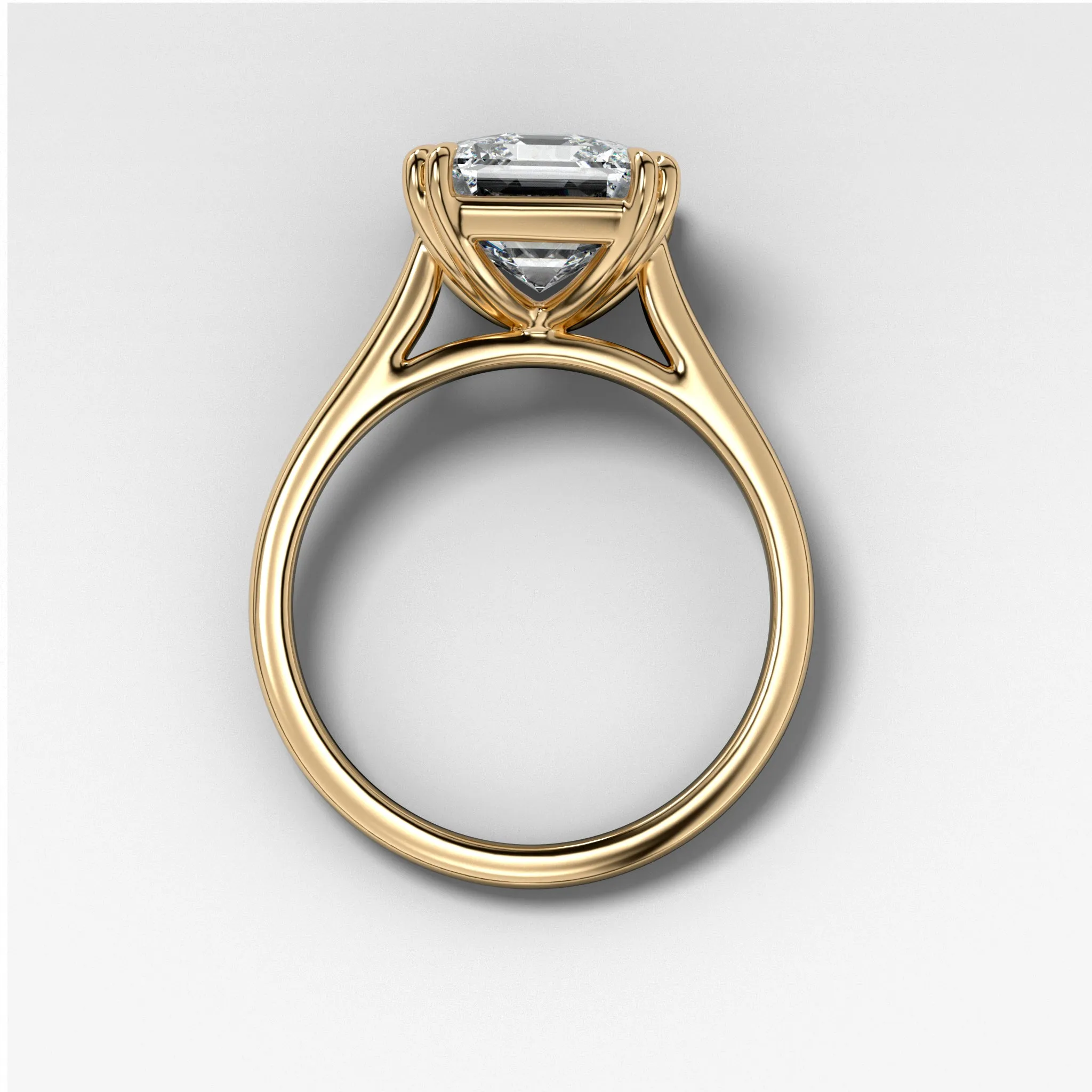 Signature Cathedral Solitaire Engagement Ring With Asscher Cut Diamond