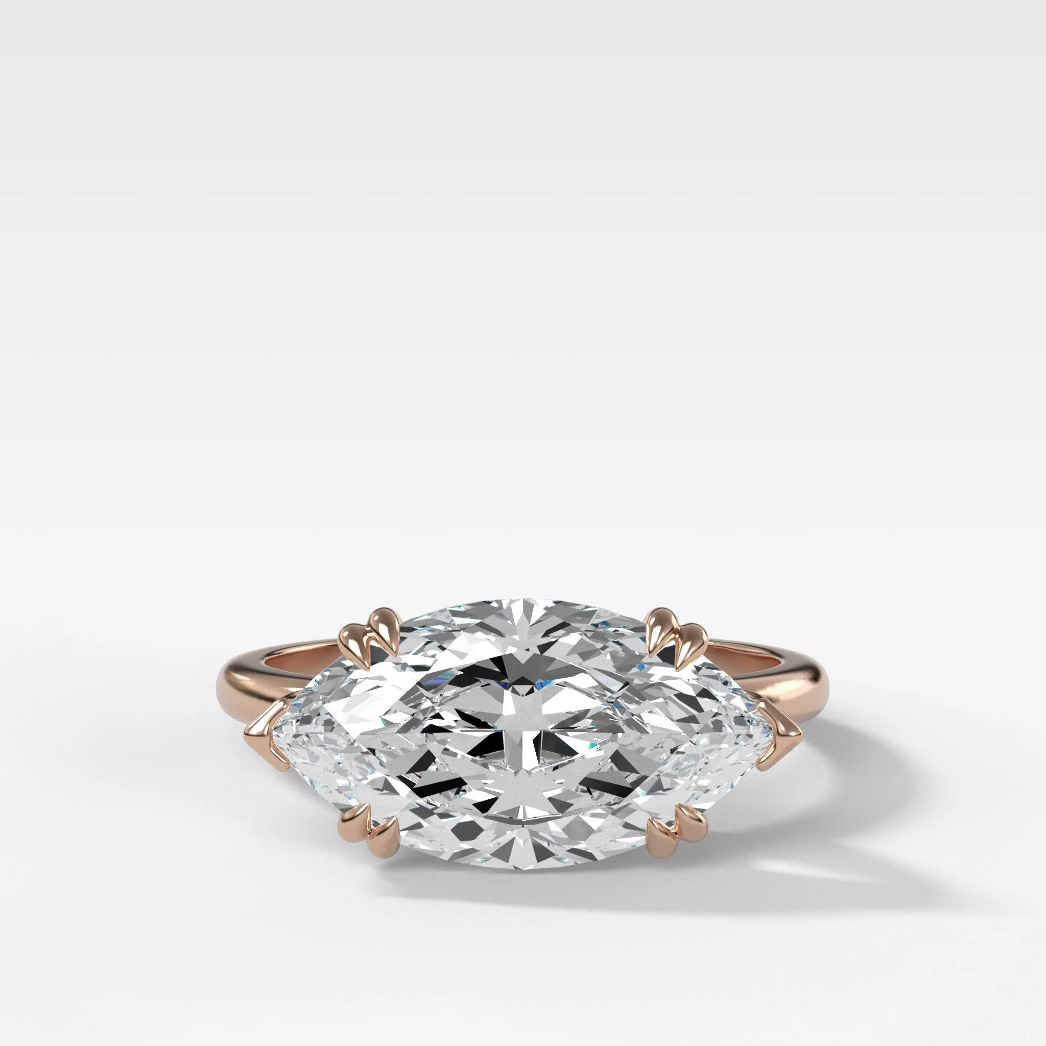 Signature Cathedral Solitaire Engagement Ring With Marquise Cut Diamond (East West)