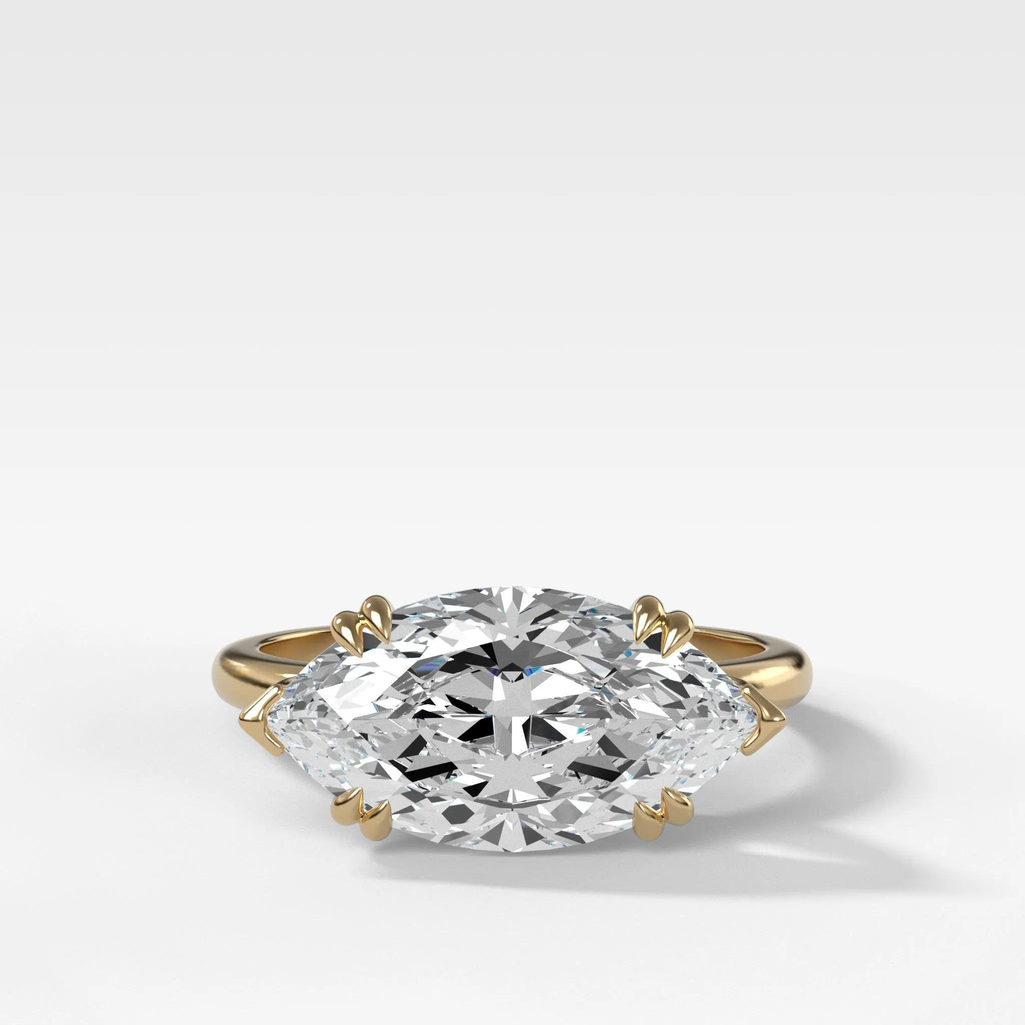 Signature Cathedral Solitaire Engagement Ring With Marquise Cut Diamond (East West)