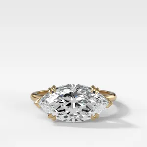 Signature Cathedral Solitaire Engagement Ring With Marquise Cut Diamond (East West)