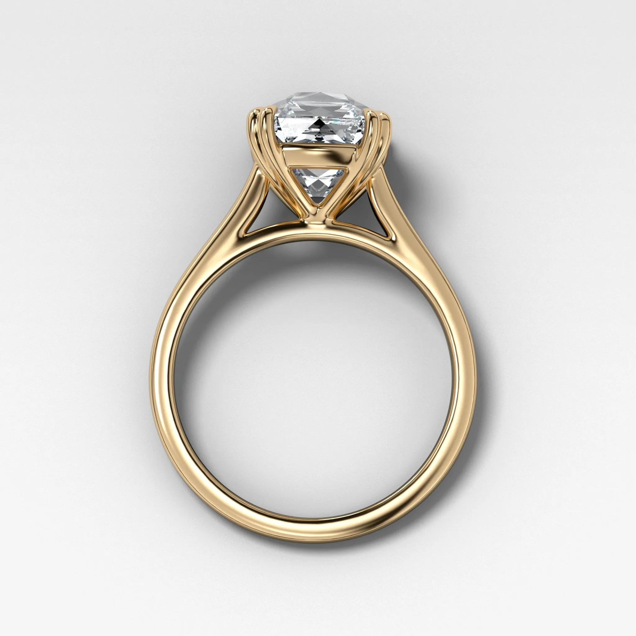 Signature Cathedral Solitaire Engagement Ring With Old Mine Cut Diamond