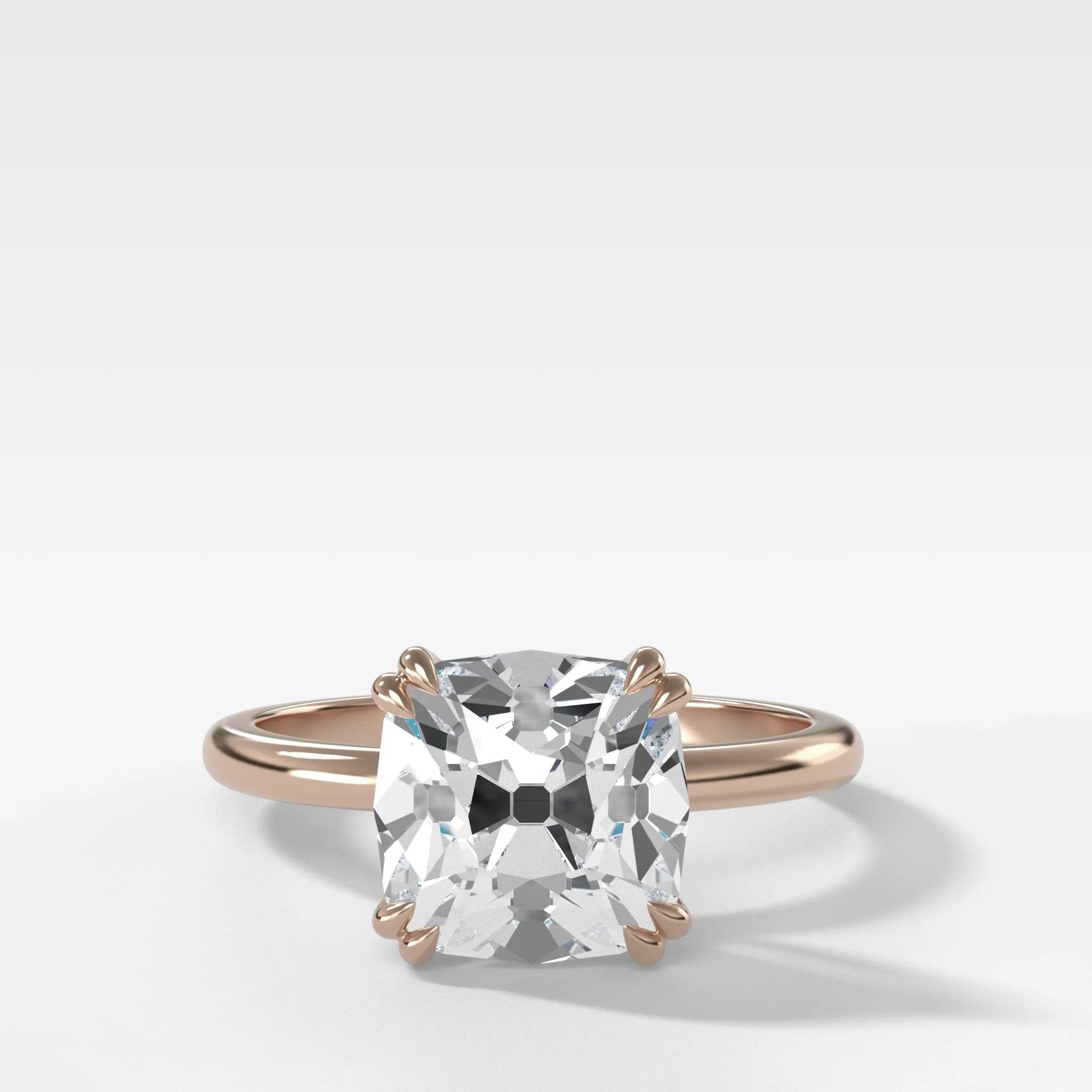 Signature Cathedral Solitaire Engagement Ring With Old Mine Cut Diamond