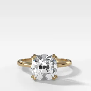 Signature Cathedral Solitaire Engagement Ring With Old Mine Cut Diamond