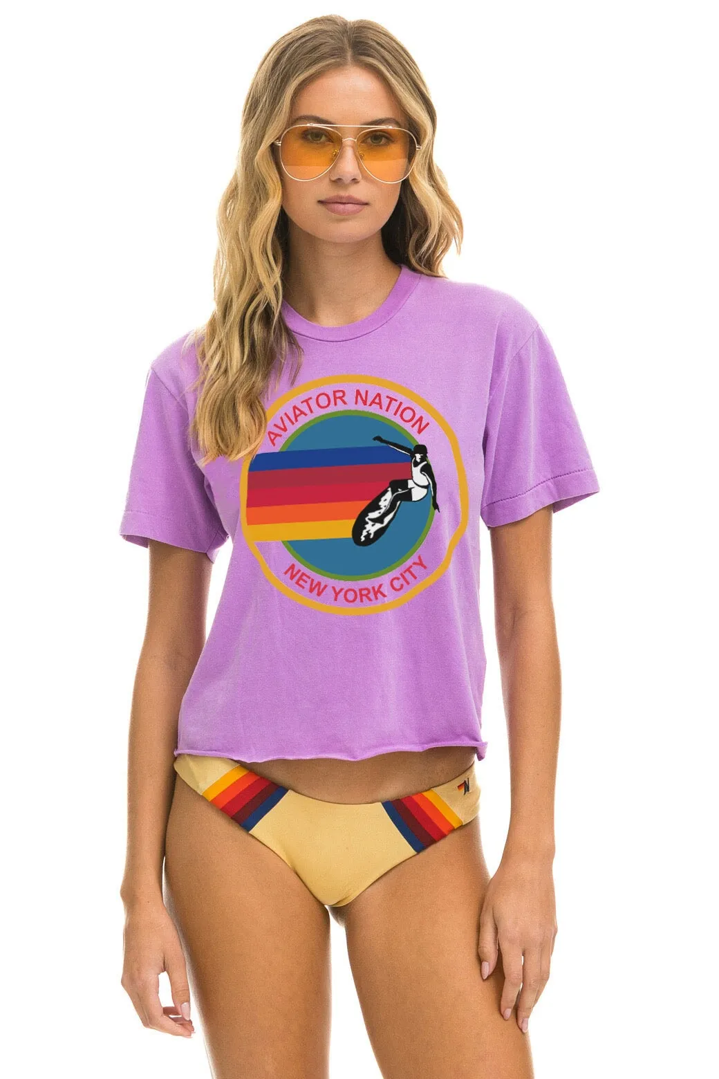 SIGNATURE NEW YORK CITY BOYFRIEND TEE - NEON PURPLE