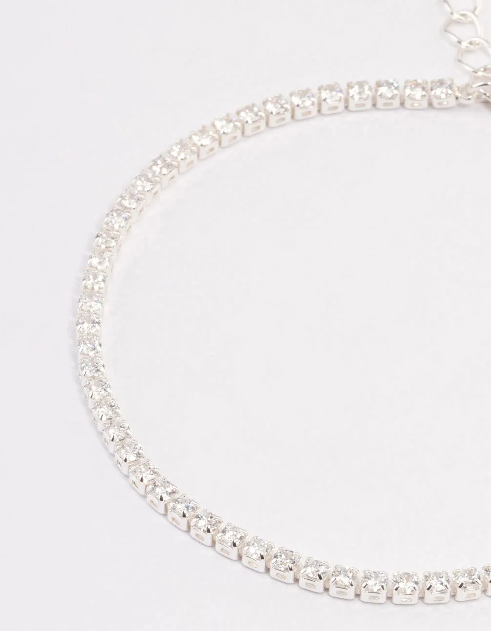Silver Plated Small Round Tennis Bracelet