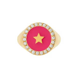 Star Enamel Crystal Chevalier Ring