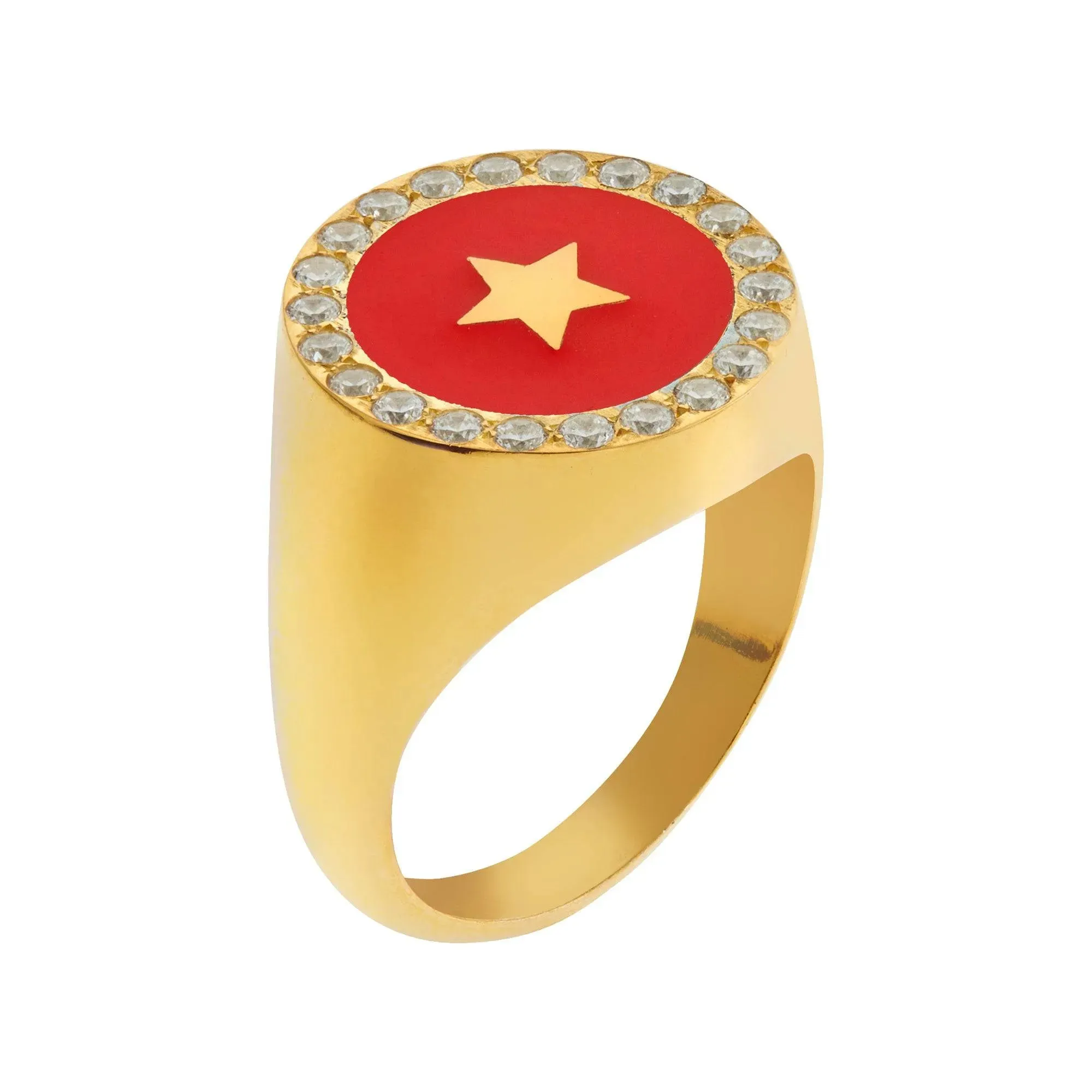 Star Enamel Crystal Chevalier Ring