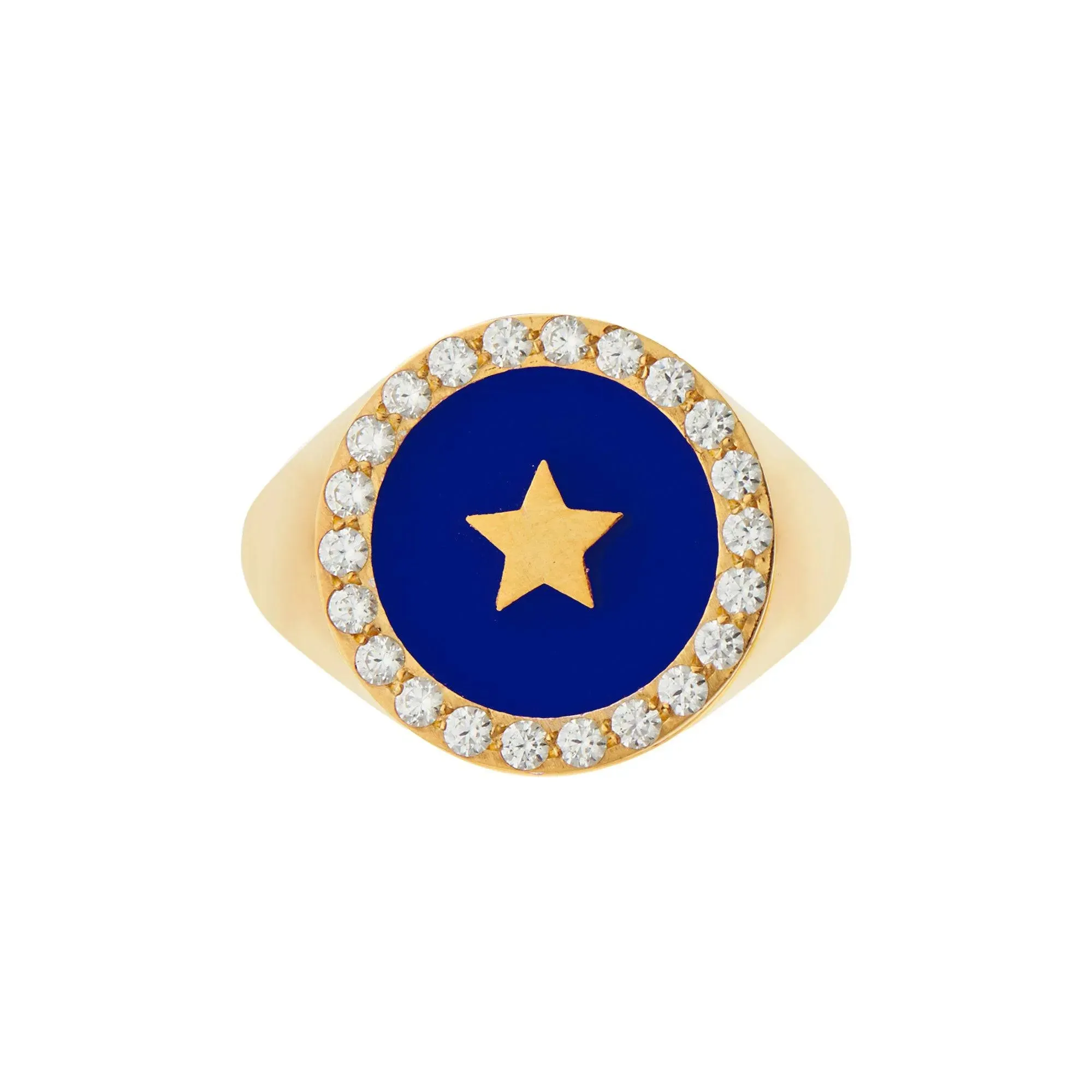 Star Enamel Crystal Chevalier Ring
