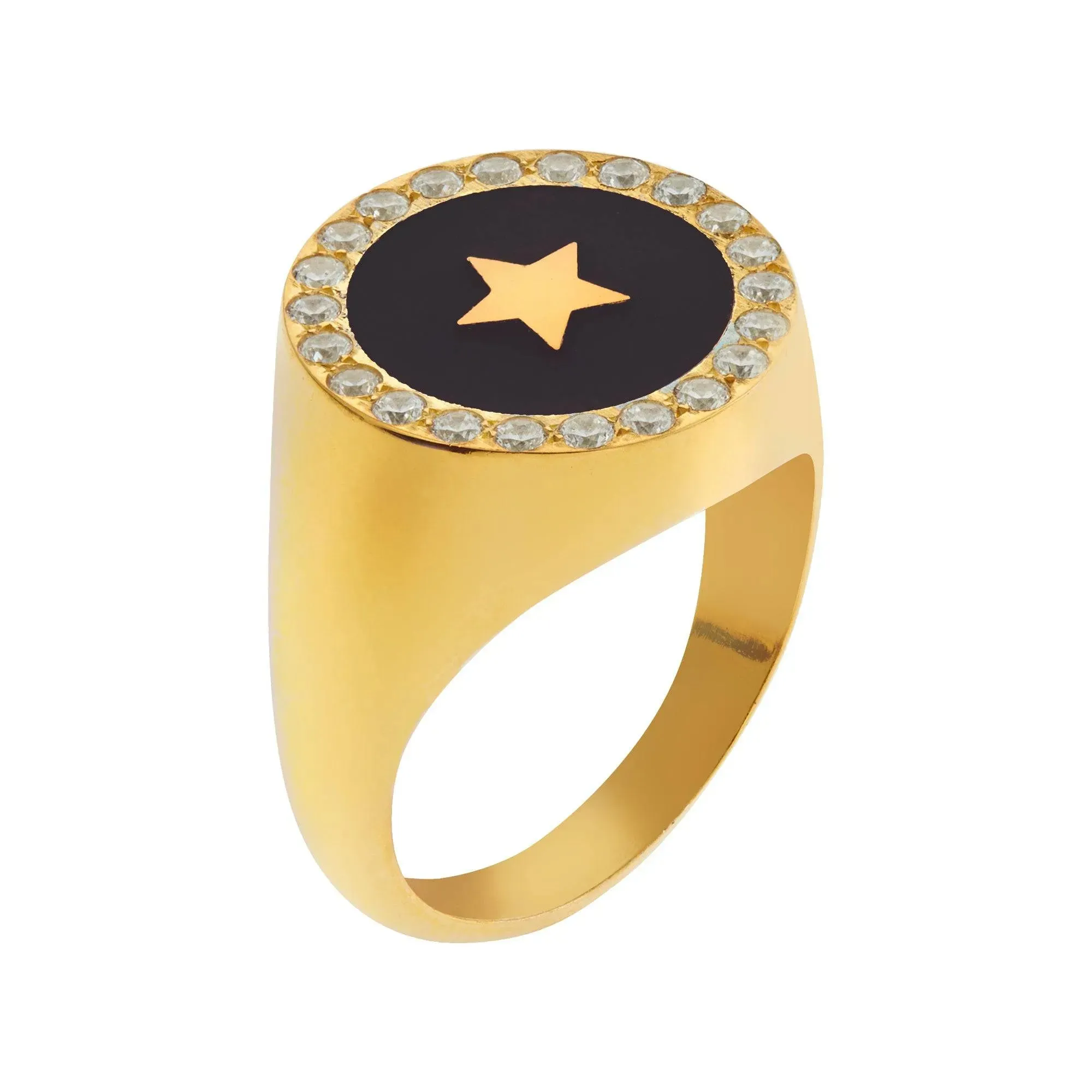 Star Enamel Crystal Chevalier Ring
