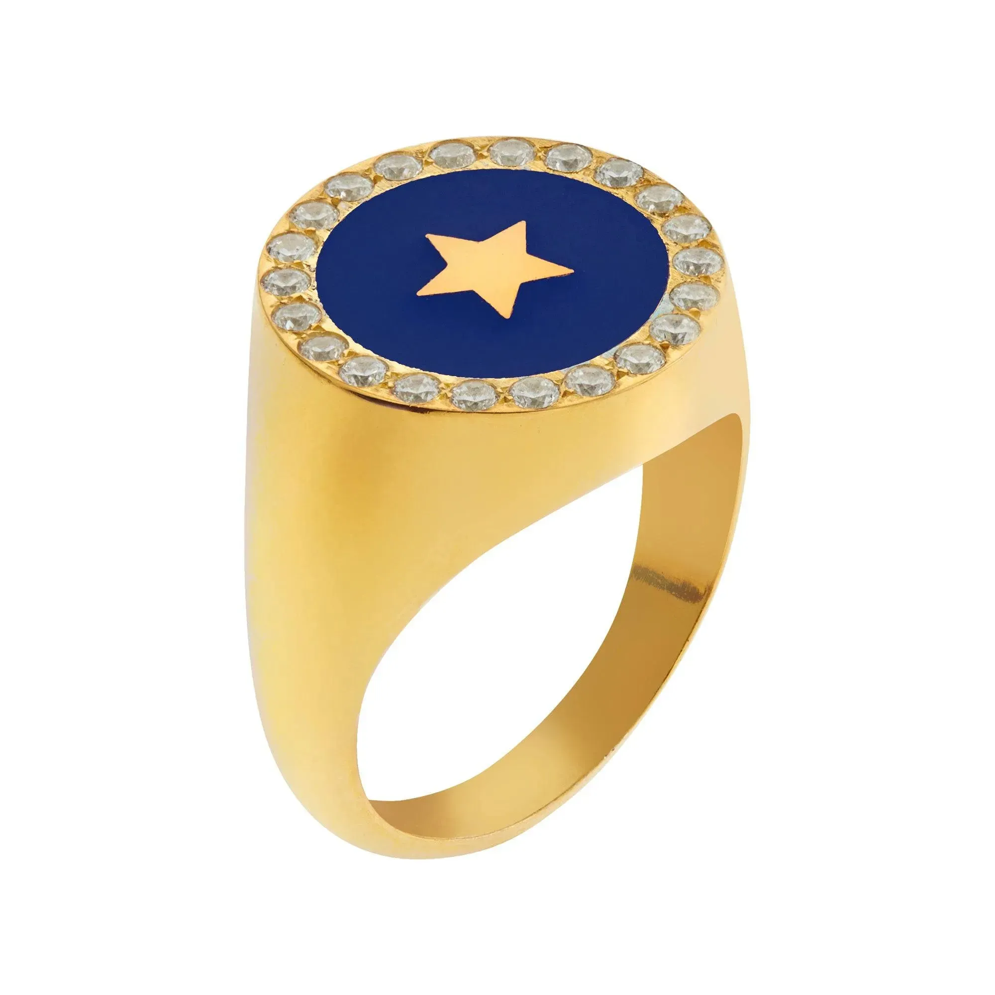 Star Enamel Crystal Chevalier Ring