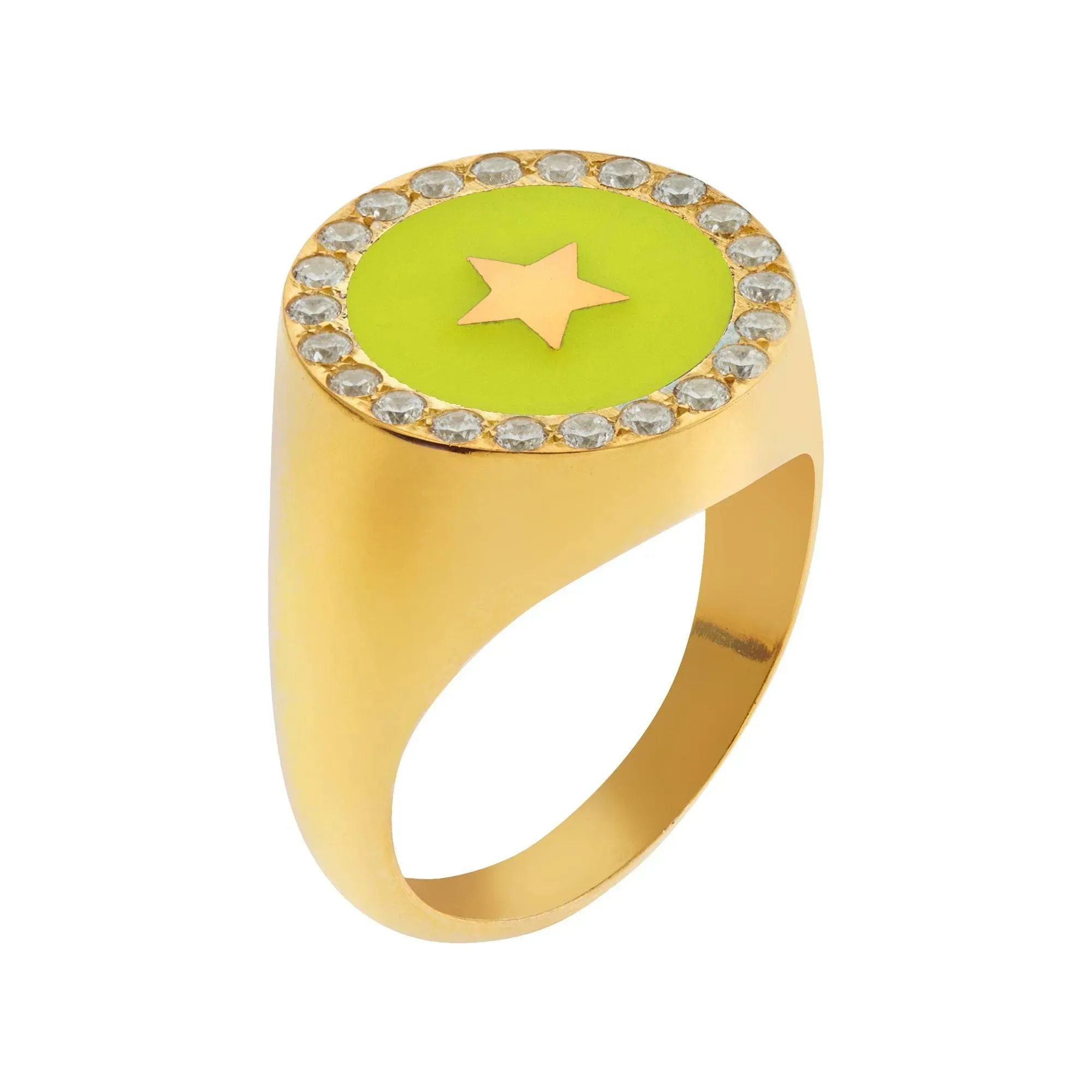 Star Enamel Crystal Chevalier Ring