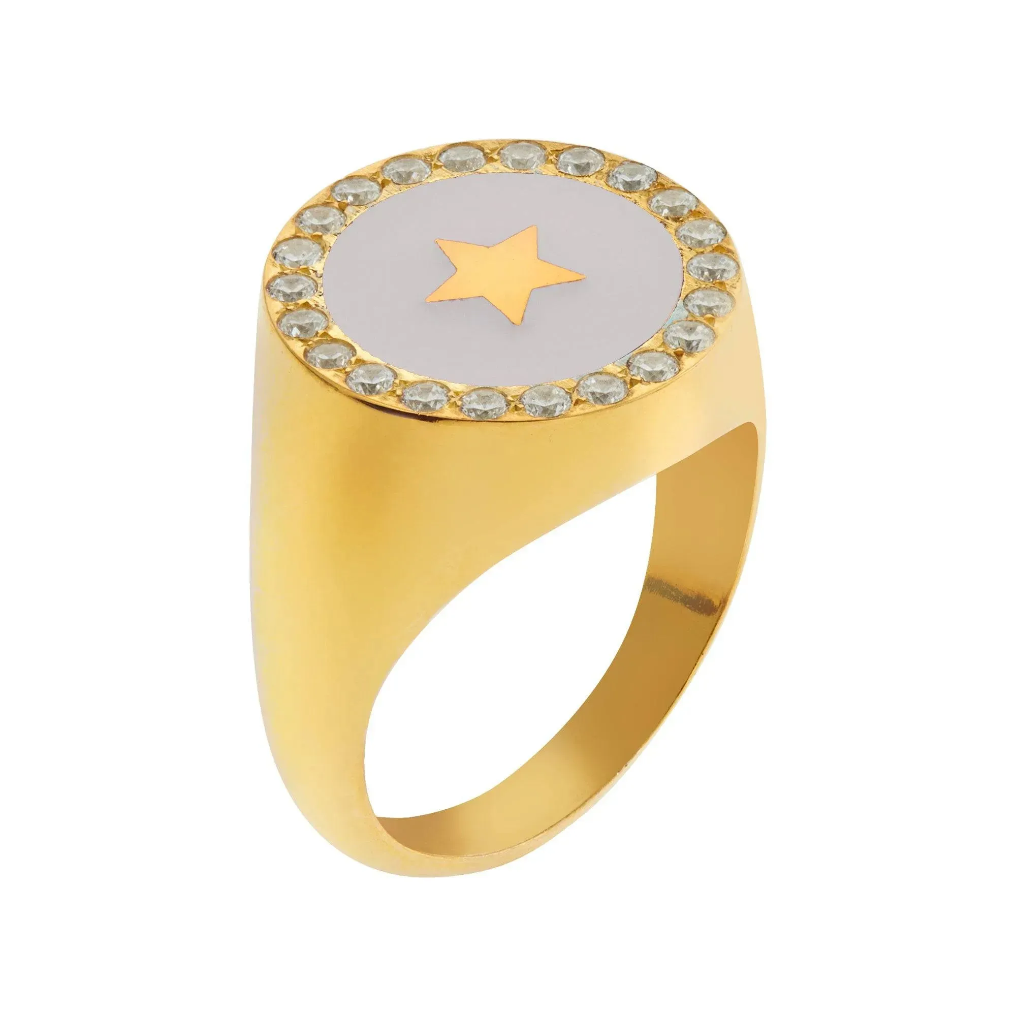 Star Enamel Crystal Chevalier Ring