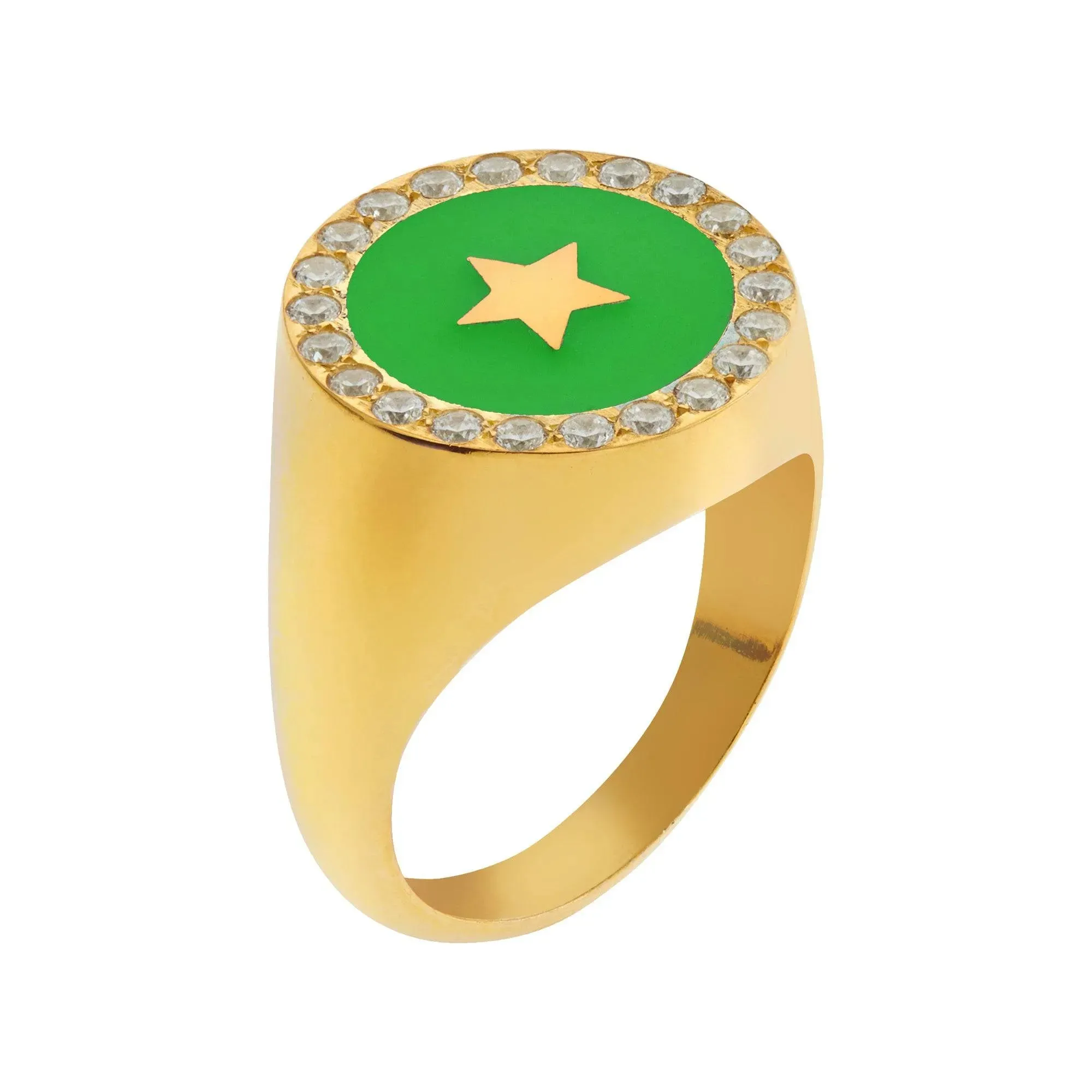 Star Enamel Crystal Chevalier Ring