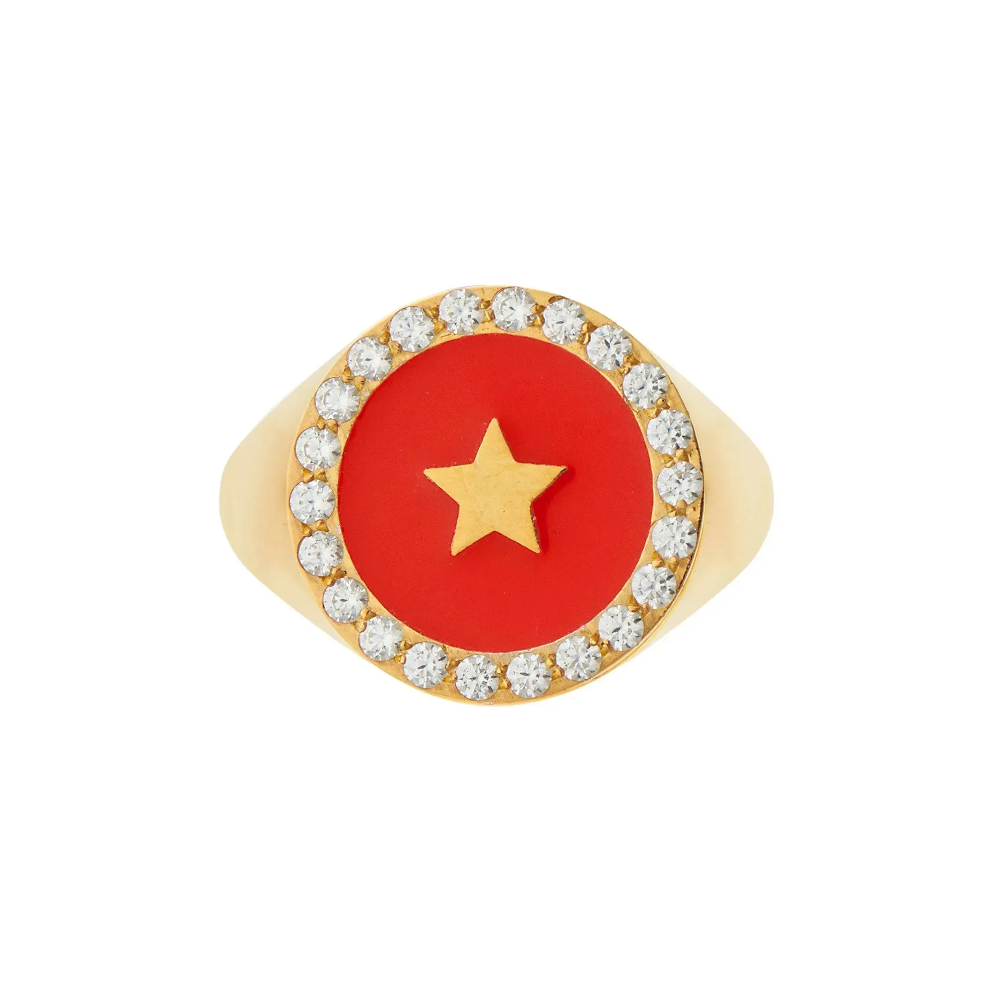 Star Enamel Crystal Chevalier Ring