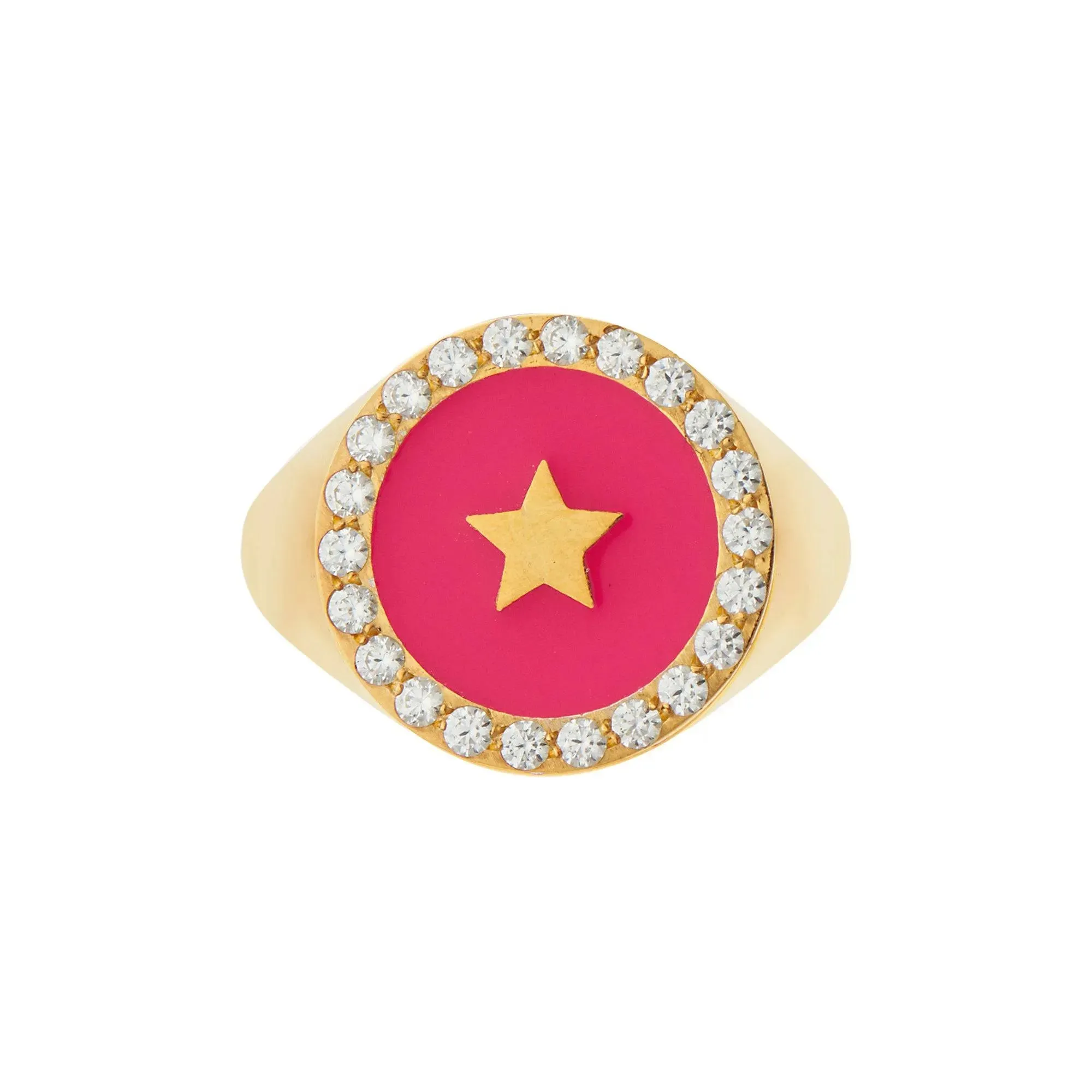 Star Enamel Crystal Chevalier Ring