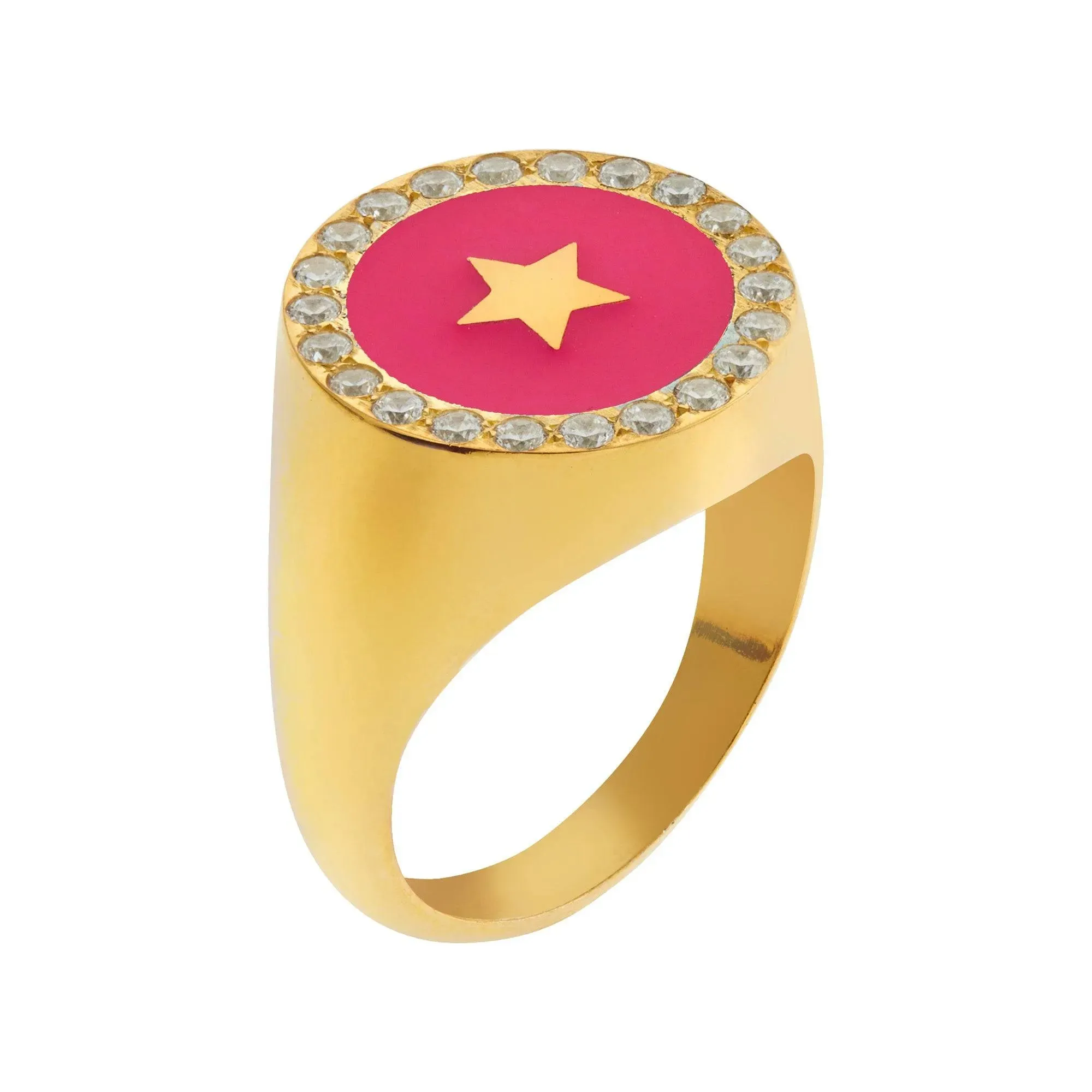 Star Enamel Crystal Chevalier Ring