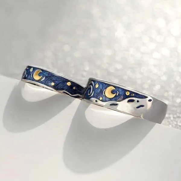 Starry Night Couple’s Rings
