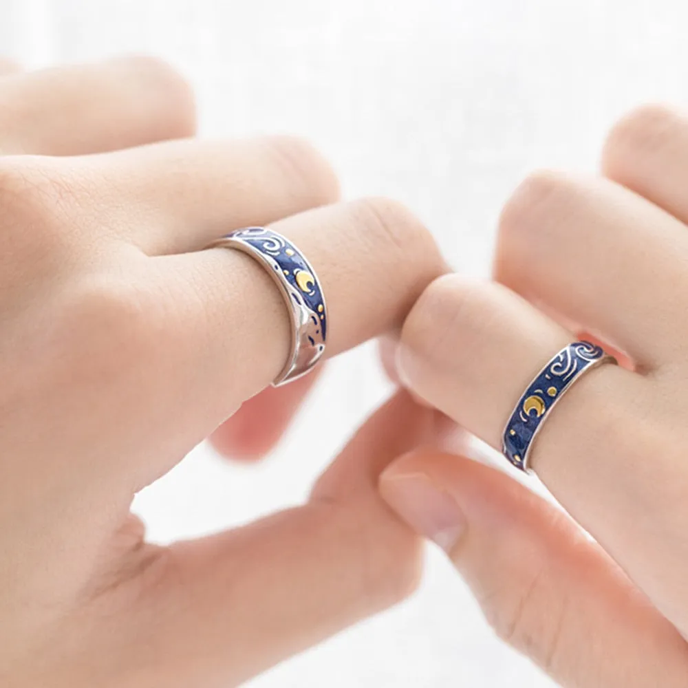 Starry Night Couple’s Rings