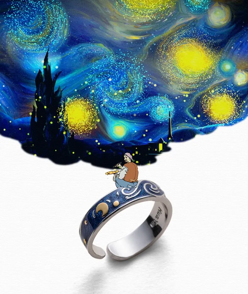 Starry Night Silver Ring