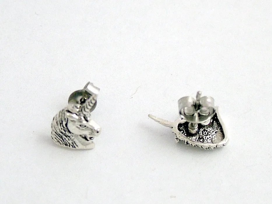 Sterling Silver & Surgical Steel unicorn head stud earrings- fantasy- unicorns