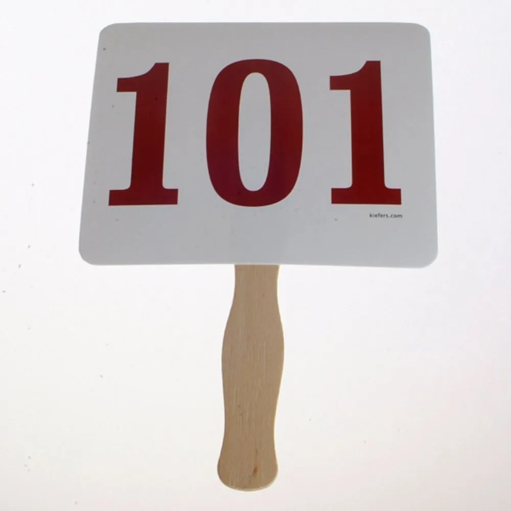 Stock Colored Number Bid Paddles (100/Pack)
