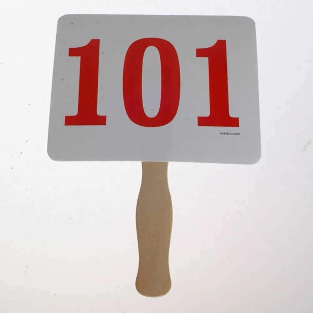 Stock Colored Number Bid Paddles (100/Pack)