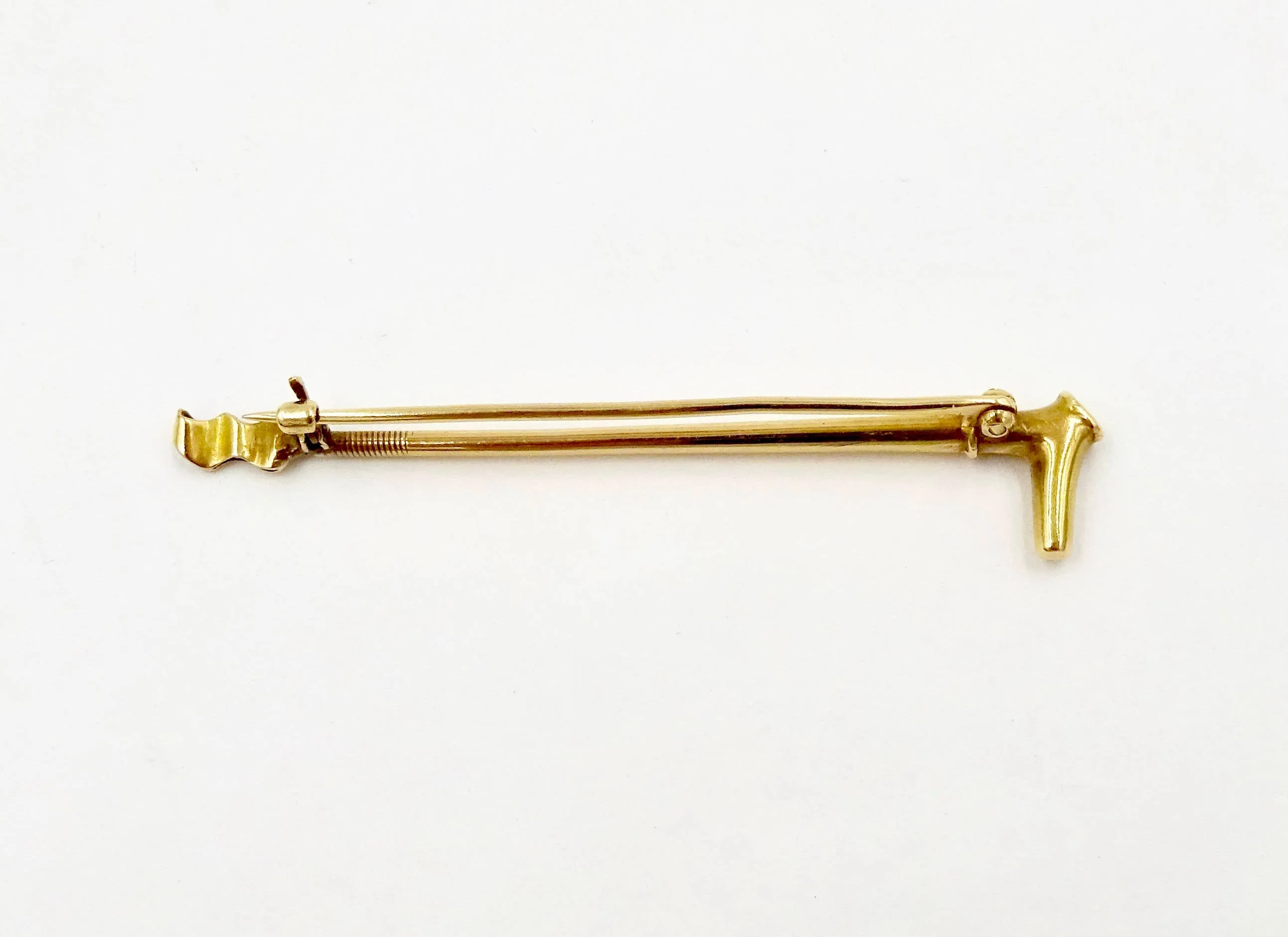 Stock Pin Vintage 14kt Yellow Gold 2 5/8" Hunt Whip Form